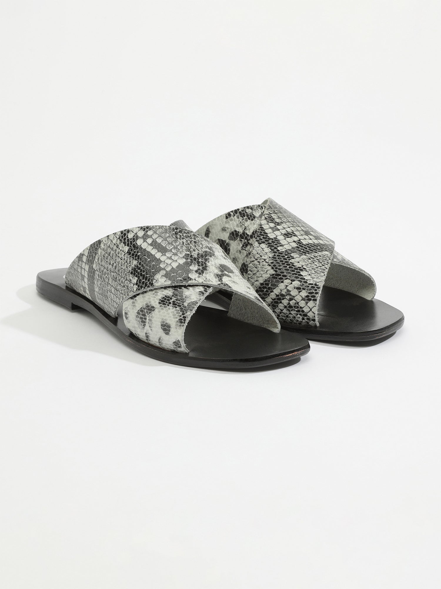 IGGY sandales en cuir python noir