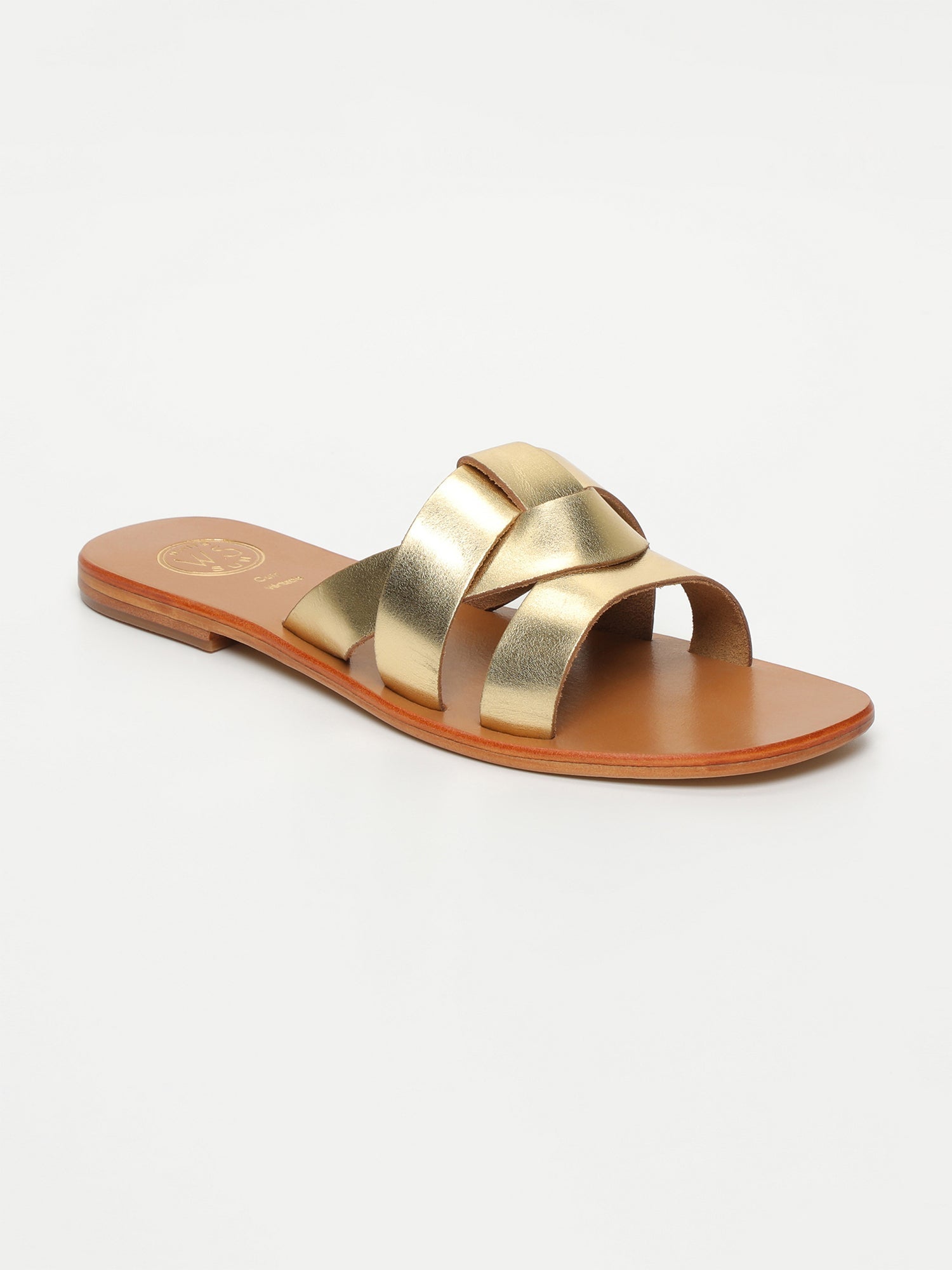 NOHAM mules en cuir or foncé