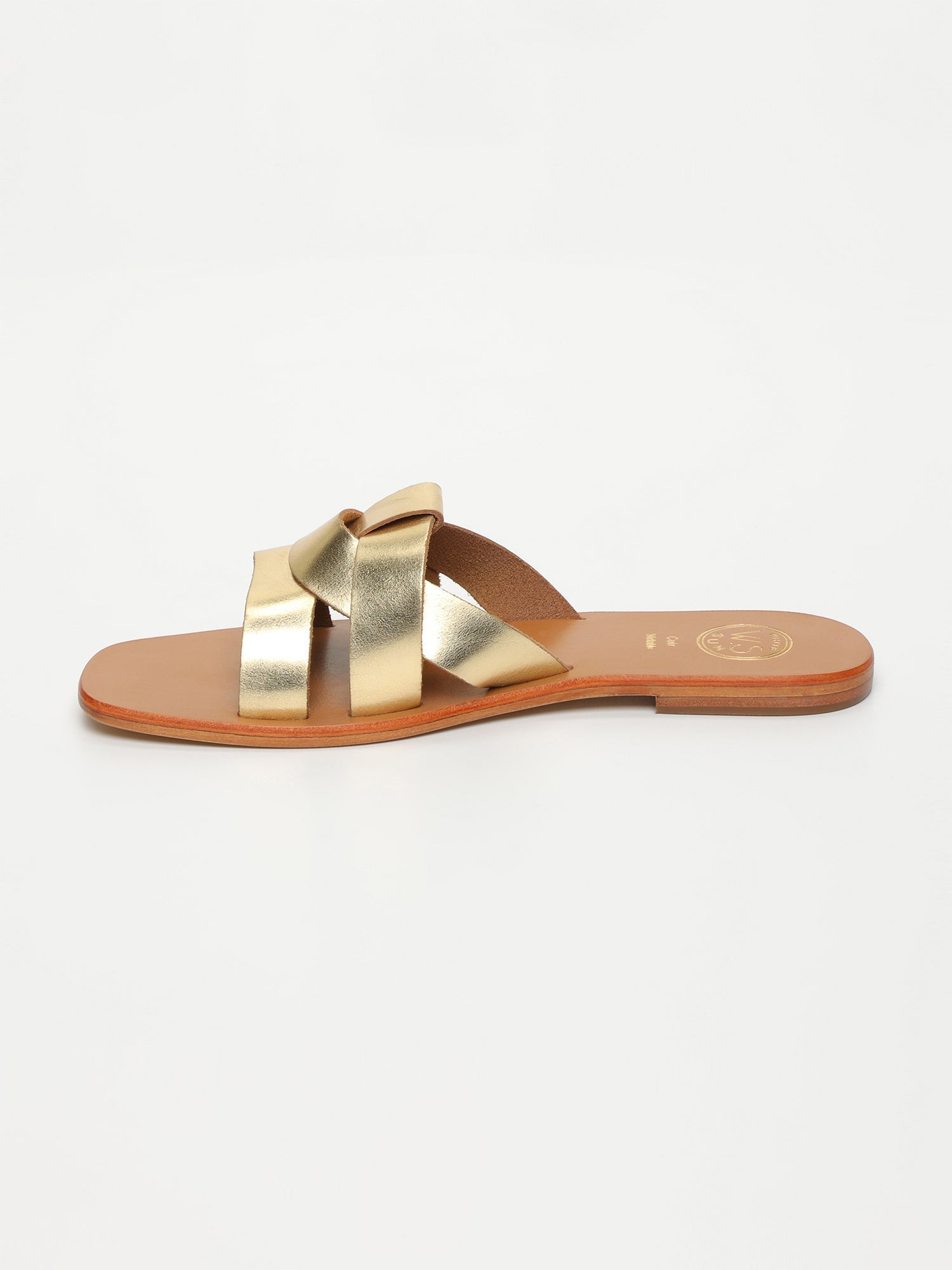 NOHAM mules en cuir or foncé