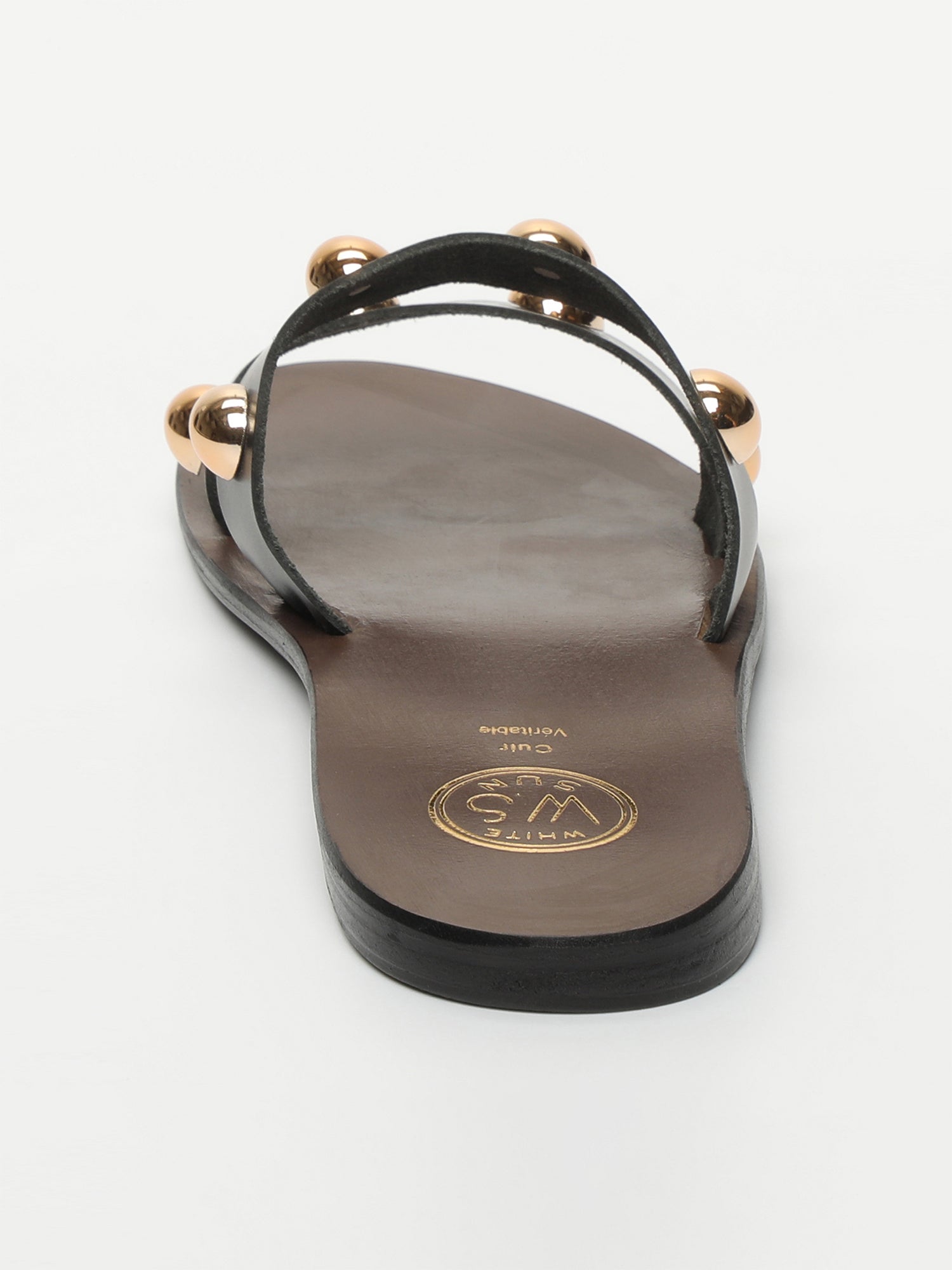 KANOYA mules fantaisie en cuir noir
