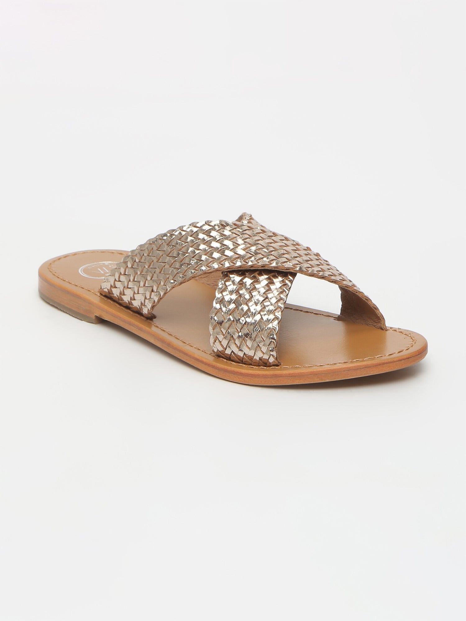 MALVARROSA mules tresse en cuir or