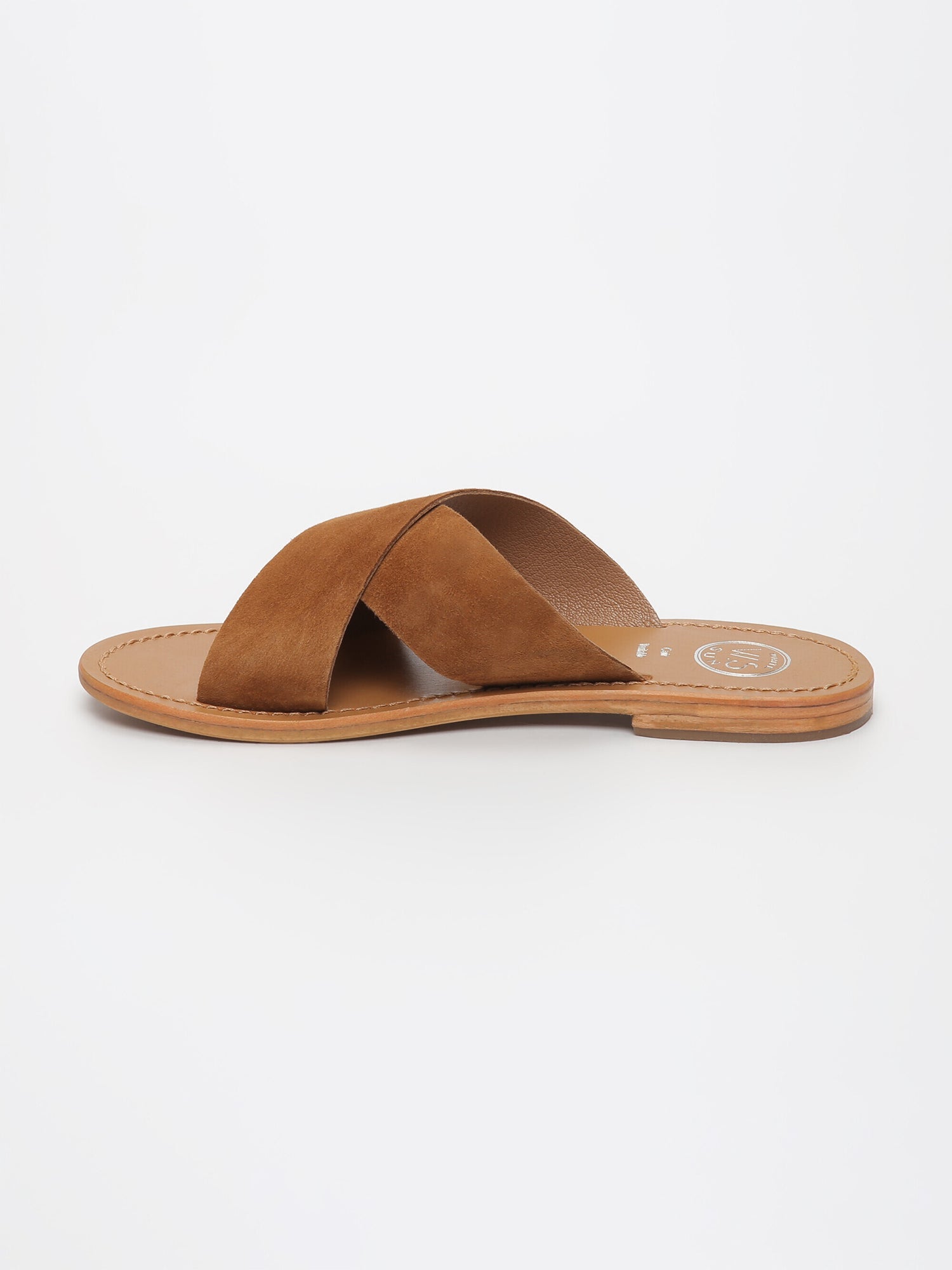 LANRUEN mules en cuir camel