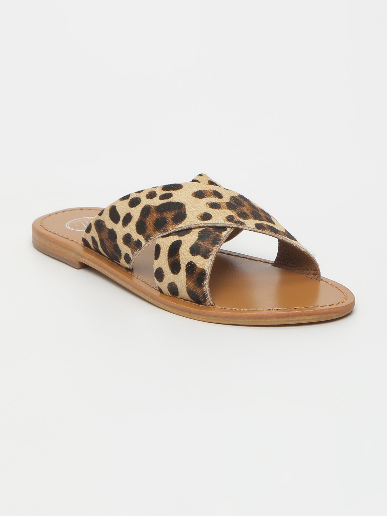 LANRUEN mules animal en cuir léopard