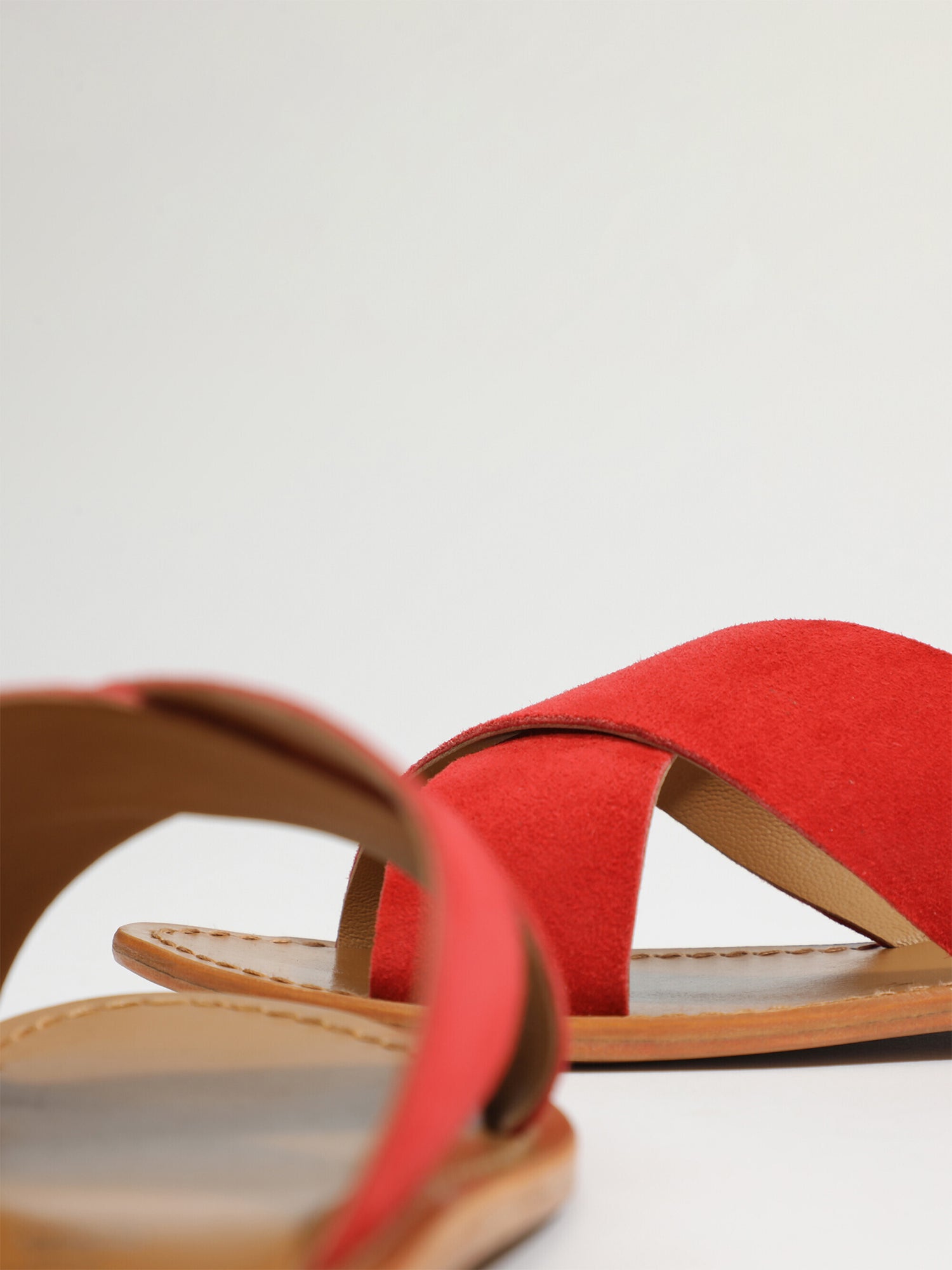 LANRUEN mules en cuir rouge