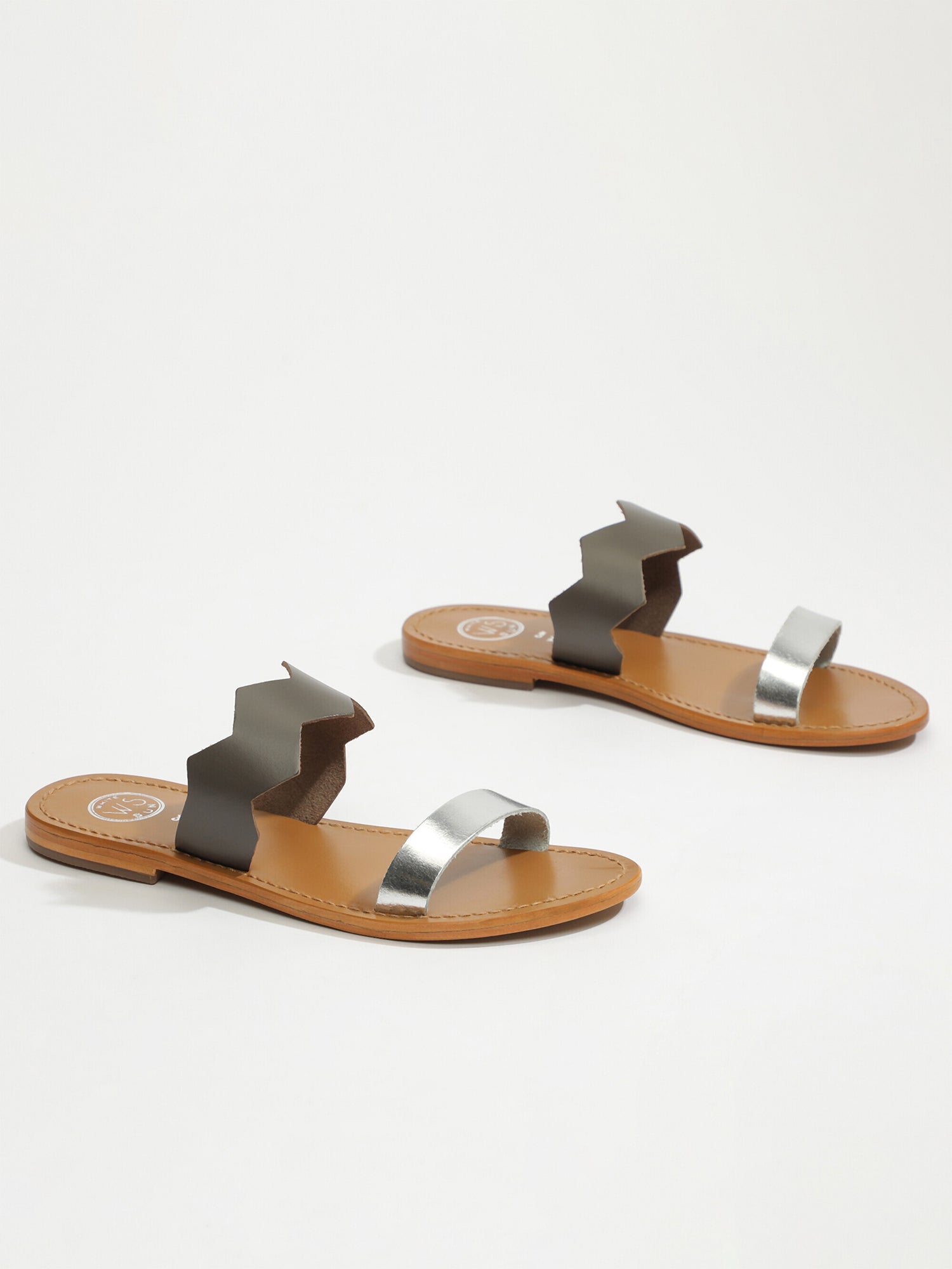 BELEM sandales en cuir gris et argent