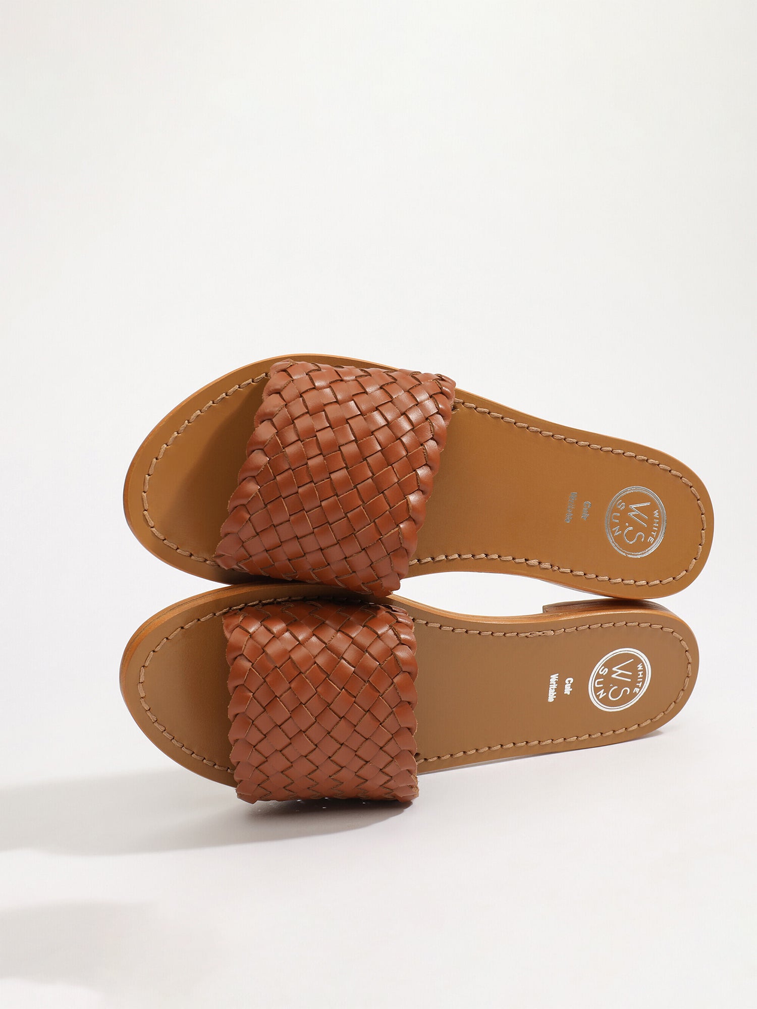 CANDIDA mules tresse en cuir camel