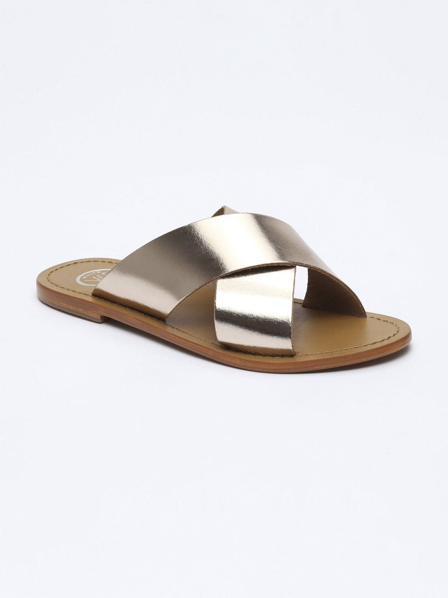 LANRUEN mules en cuir or