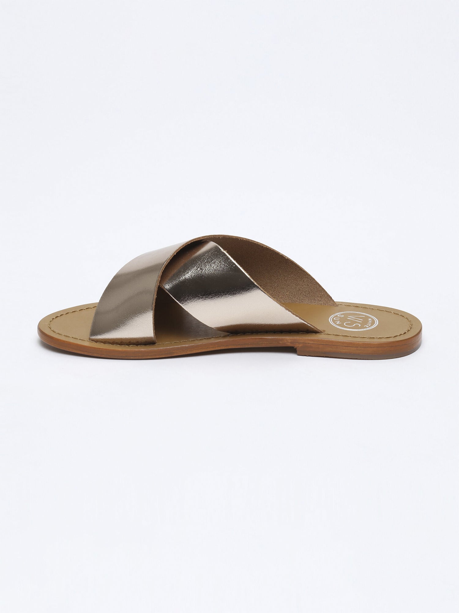LANRUEN mules en cuir or