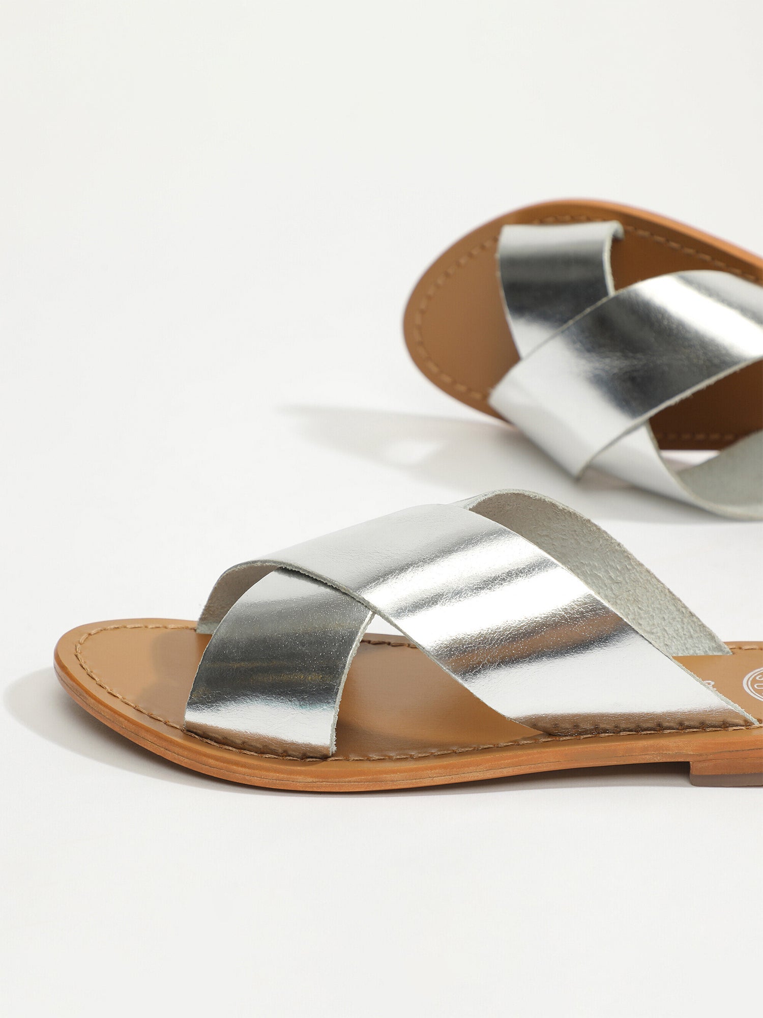 LANRUEN mules en cuir argent