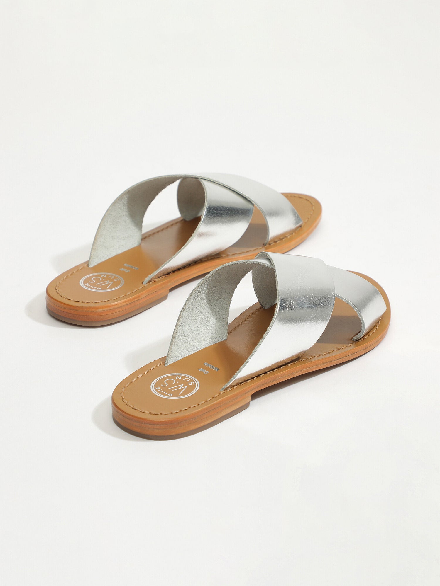 LANRUEN mules en cuir argent