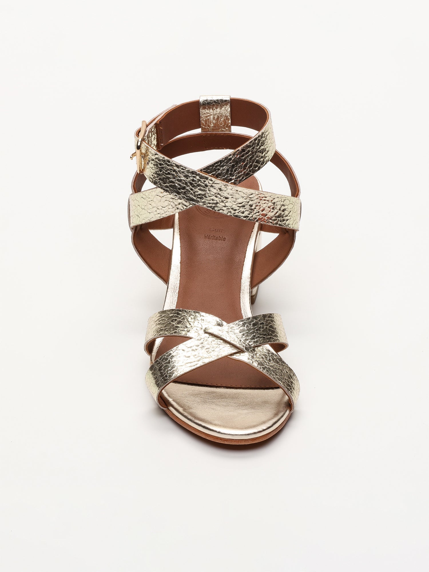 ANABA sandales talon bracelet de cheville en cuir or clair