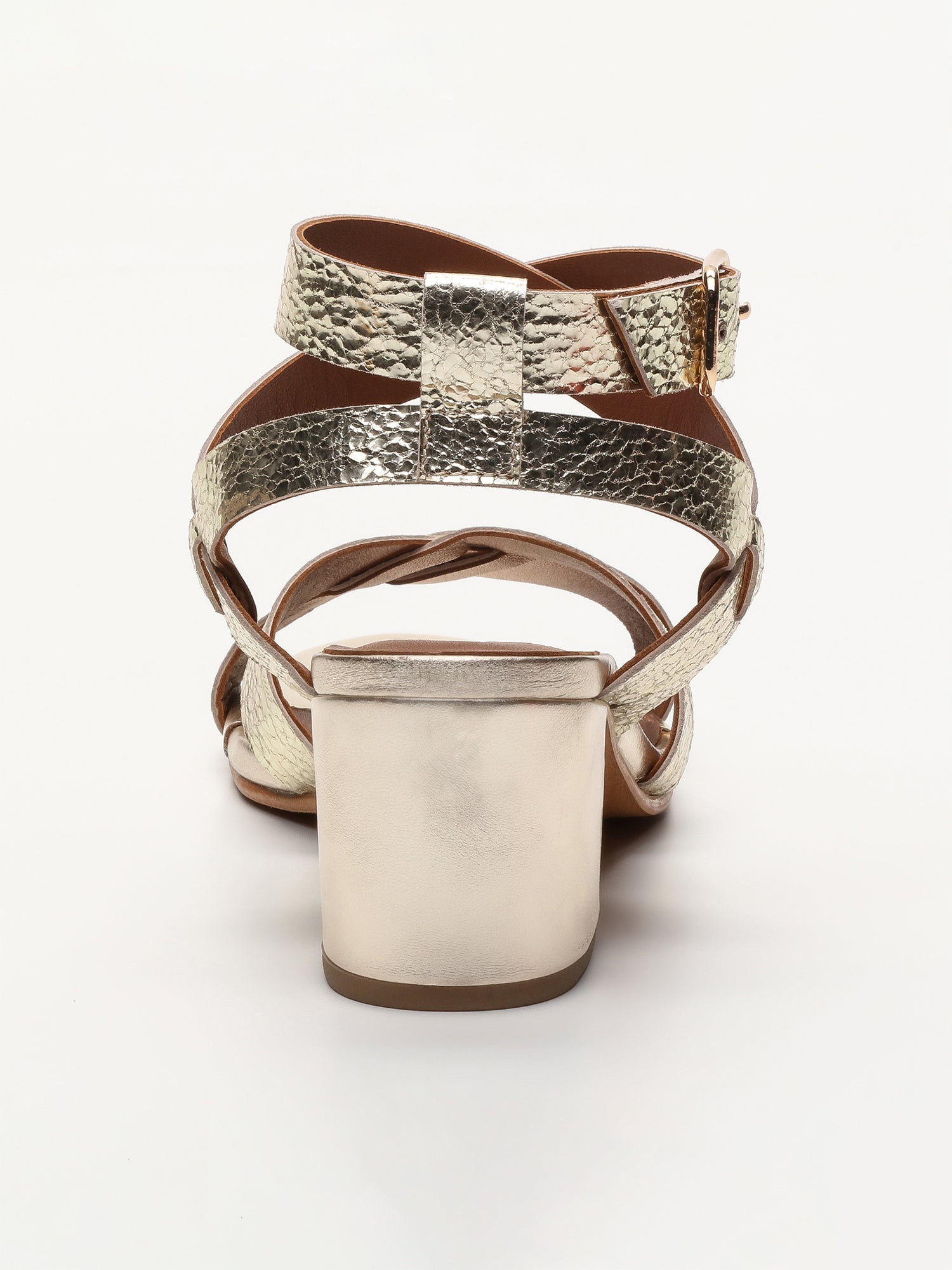 ANABA sandales talon bracelet de cheville en cuir or clair