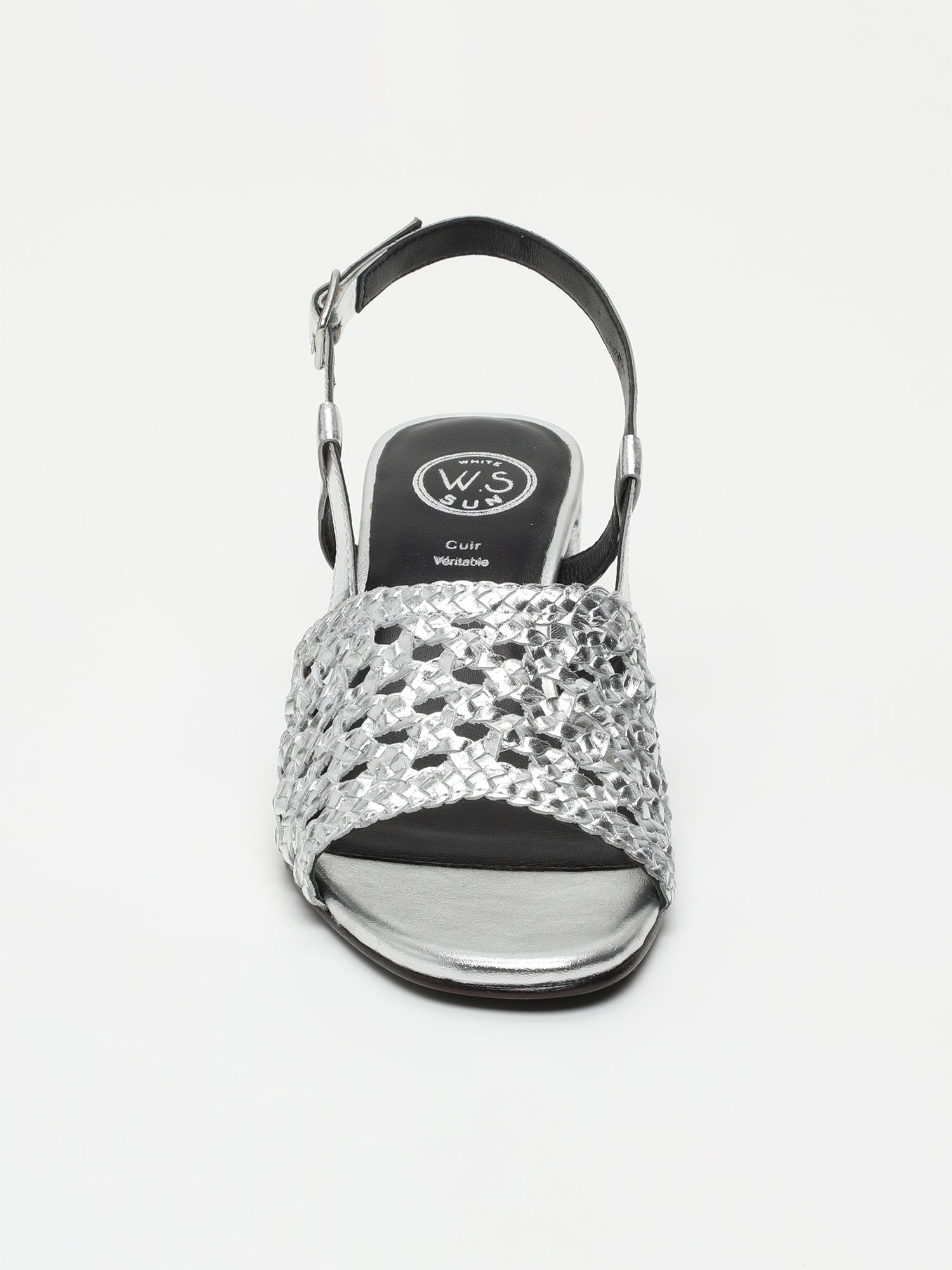 EMMY sandales talon tresse en cuir argent