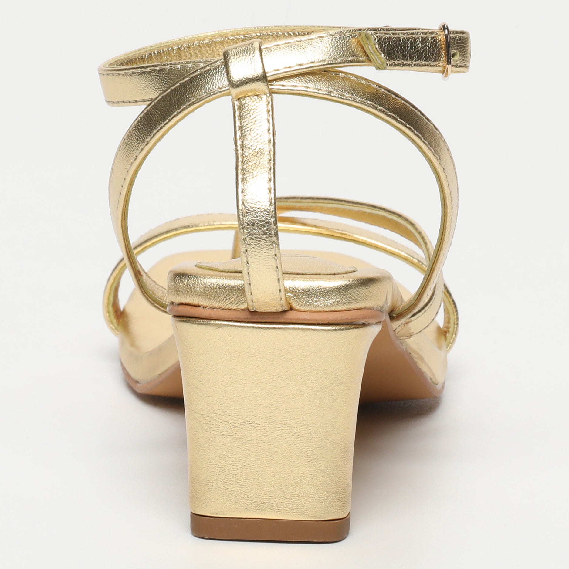 CHEYENNE sandales talon entre doigt bracelet de cheville en cuir or foncé