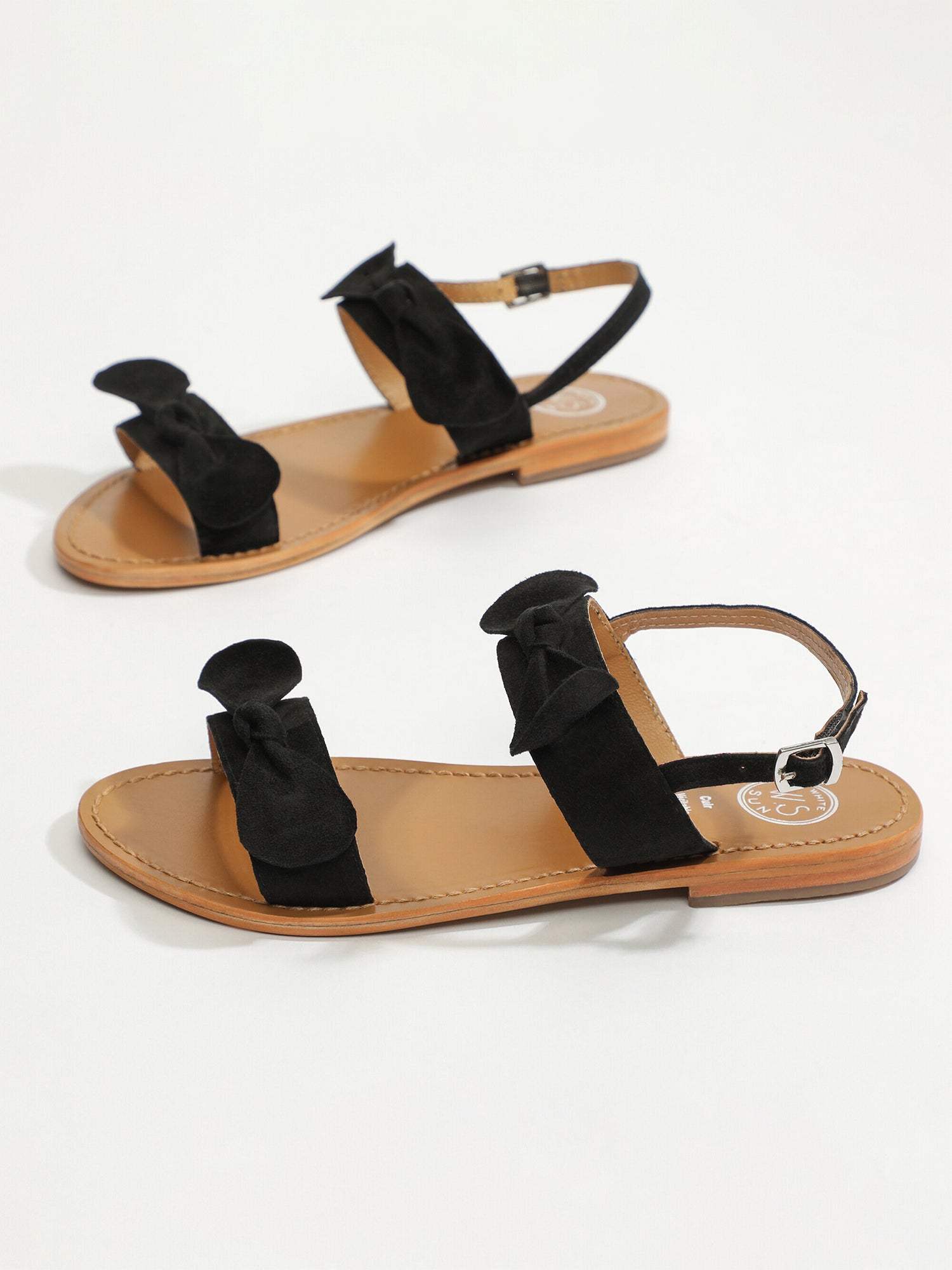 INDAH sandales fantaisie en cuir noir
