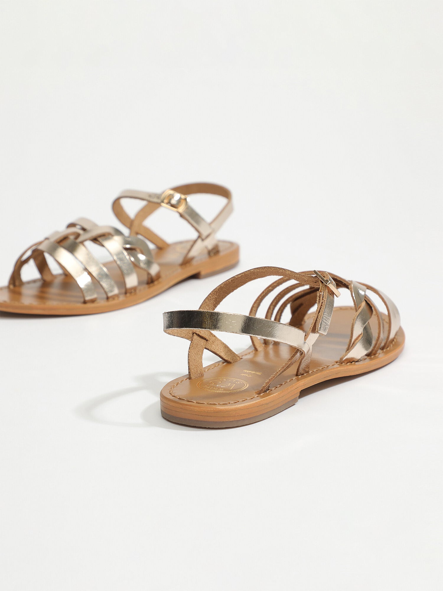 RUBRA sandales en cuir or clair