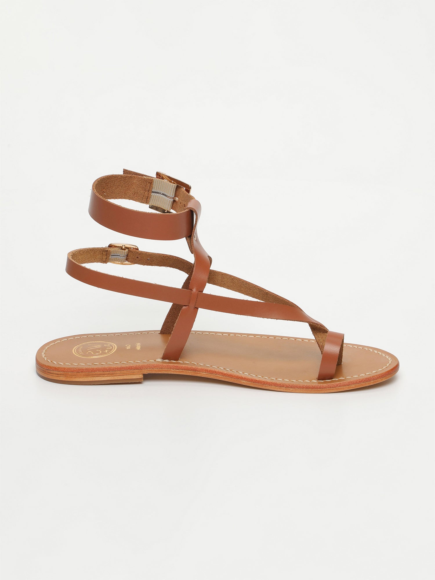 HERMANCE sandales spartiates entre doigt en cuir camel