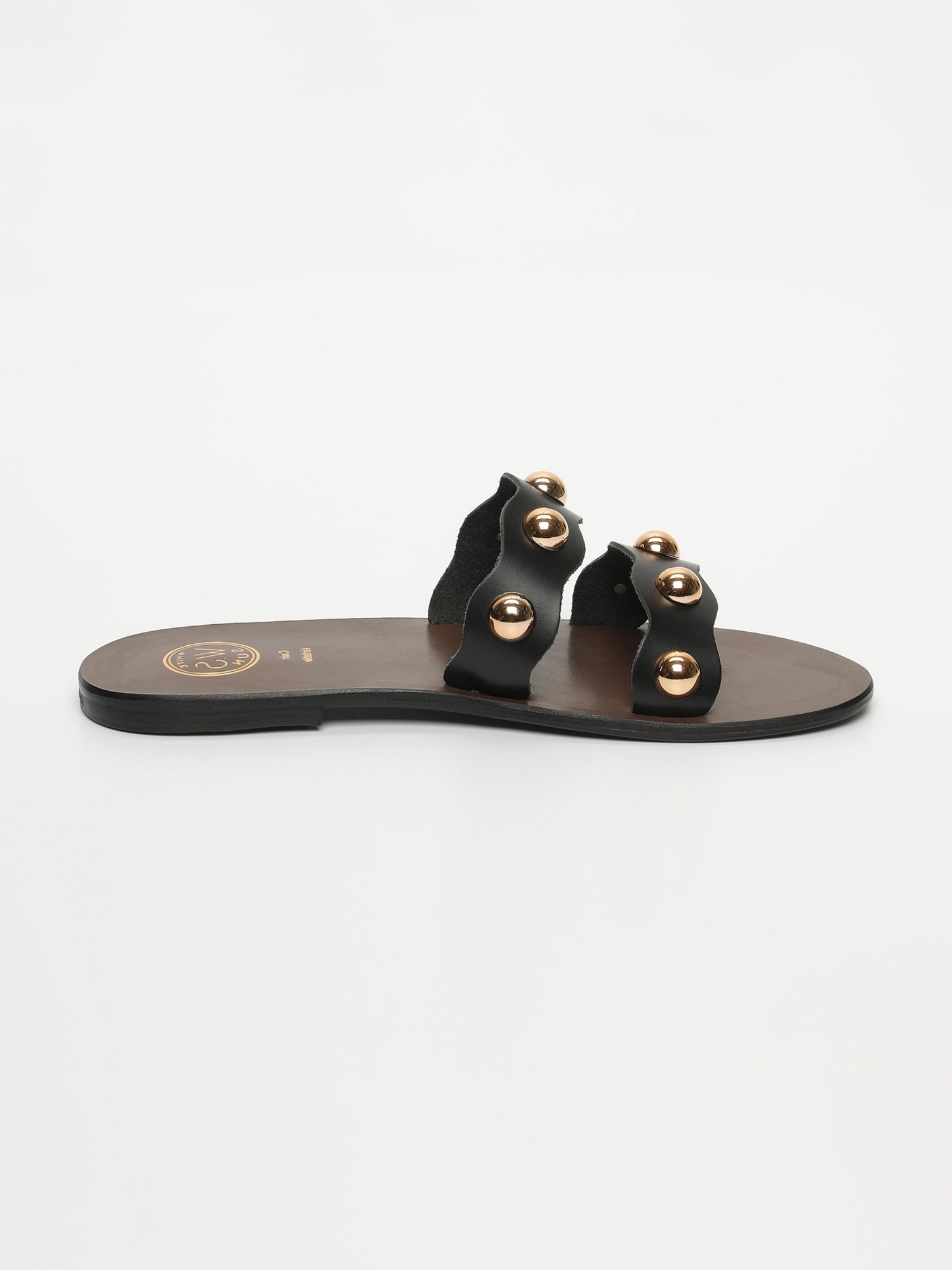 KANOYA mules fantaisie en cuir noir