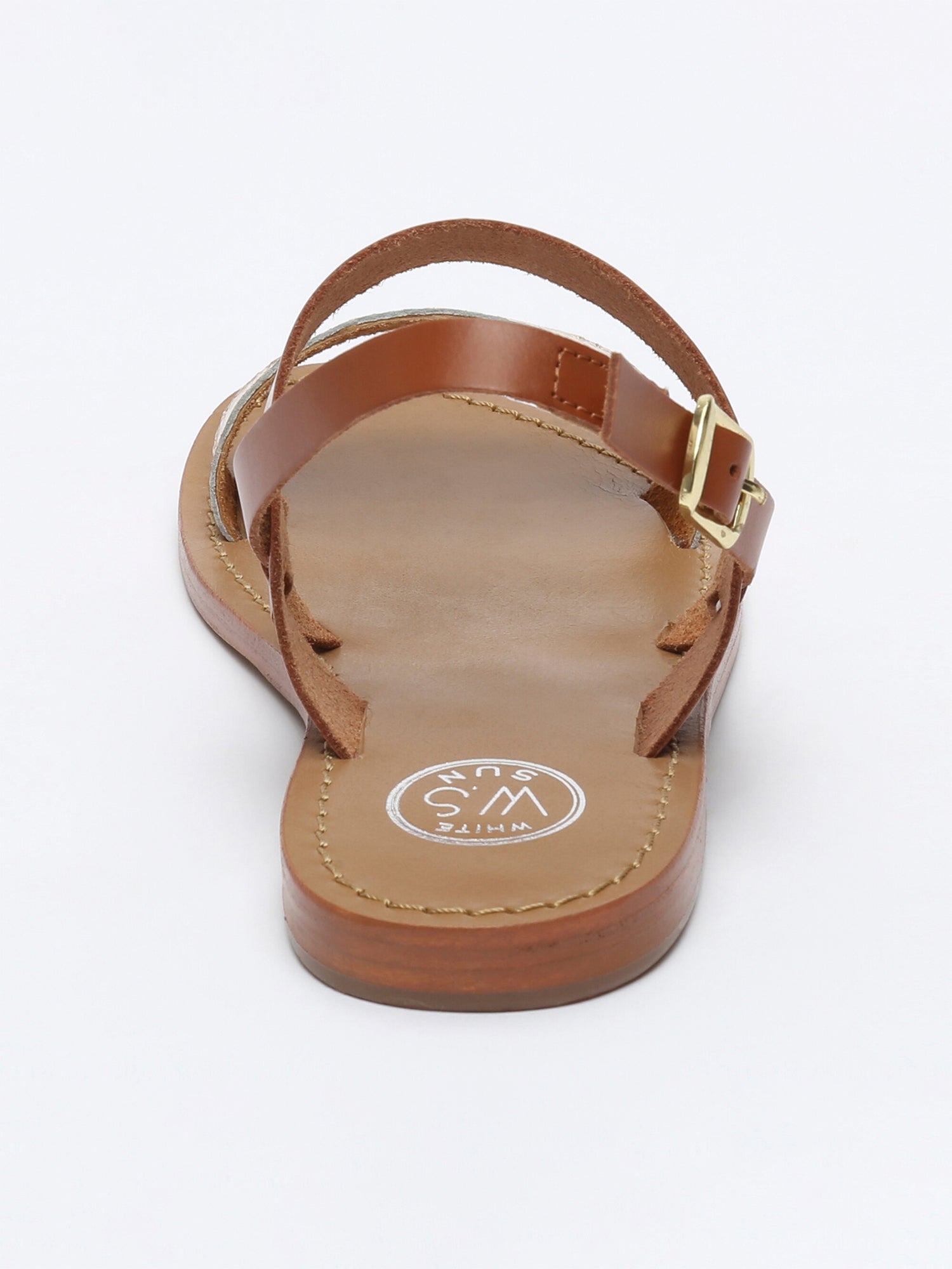BURSA sandales bi-color en cuir camel et or