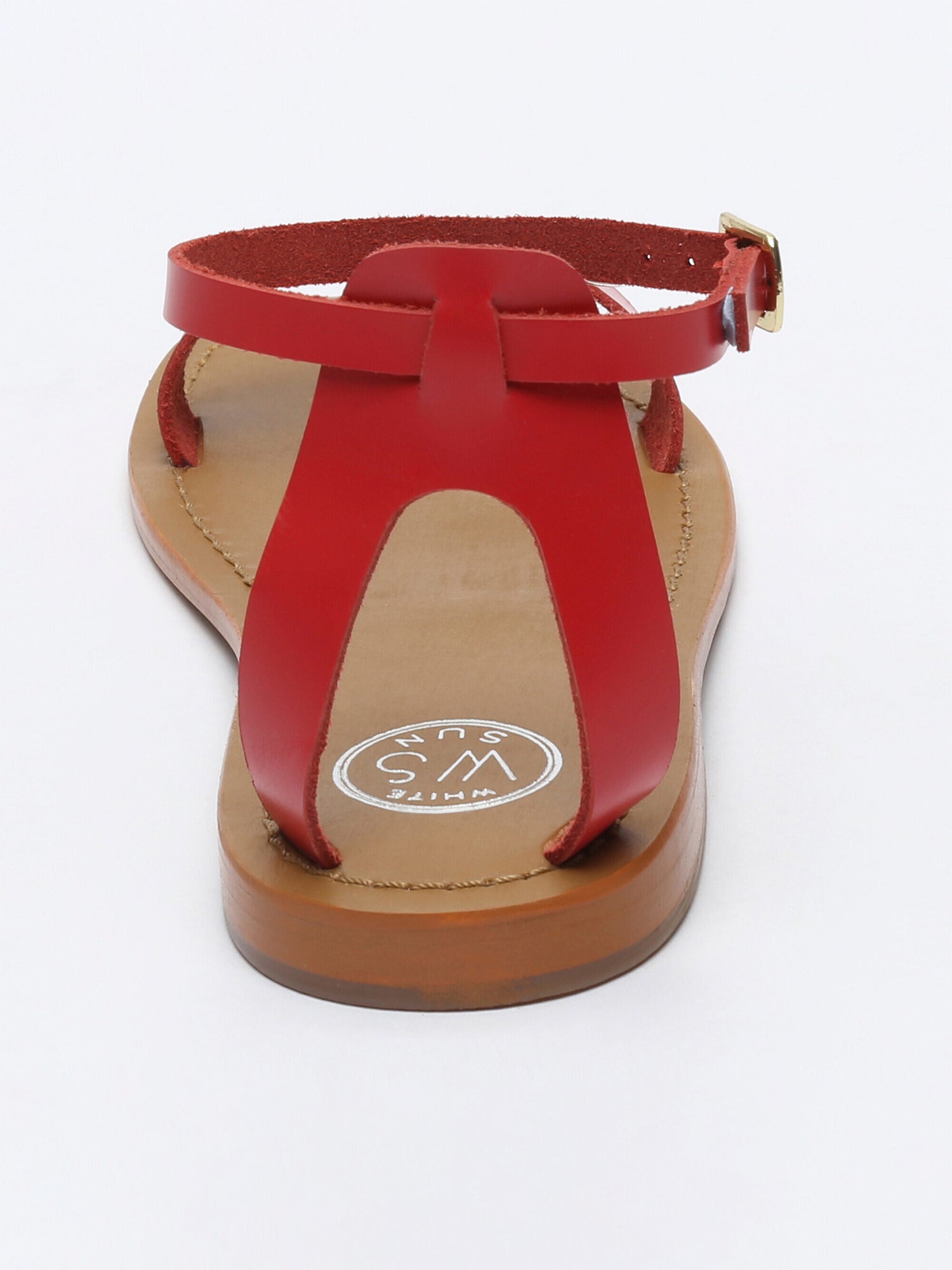 CAVALIERS sandales bracelet de cheville en cuir rouge