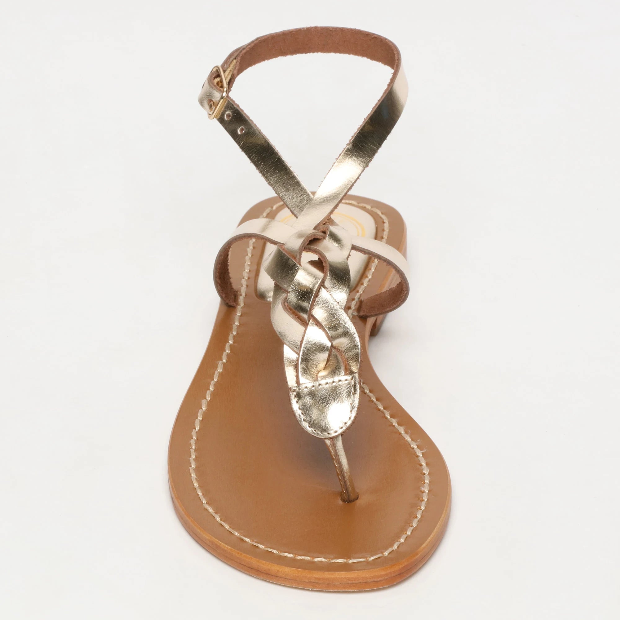 MENTA sandales entre-doigts en cuir doré