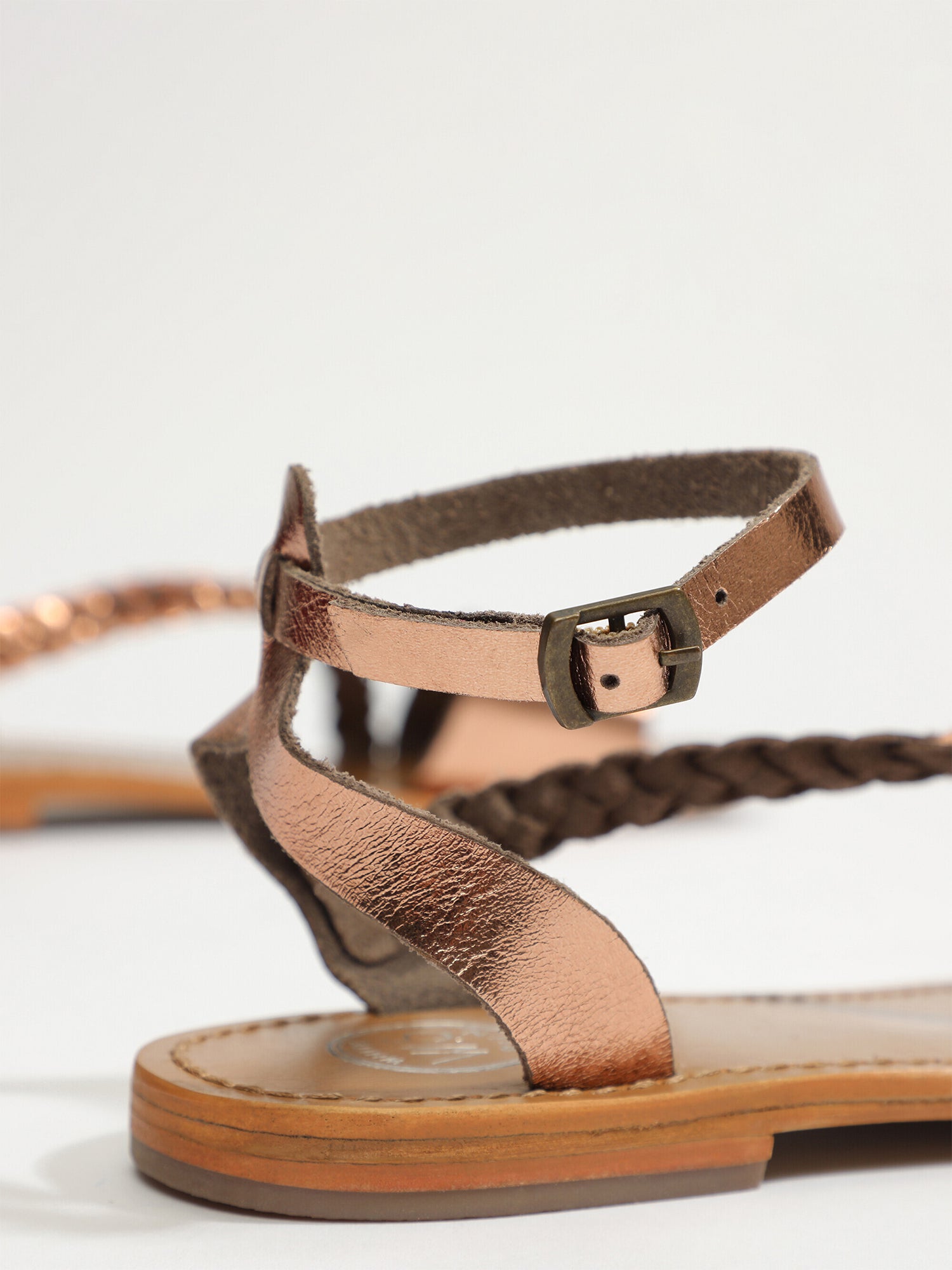 PUGLIA sandales bracelet de cheville en cuir bronze