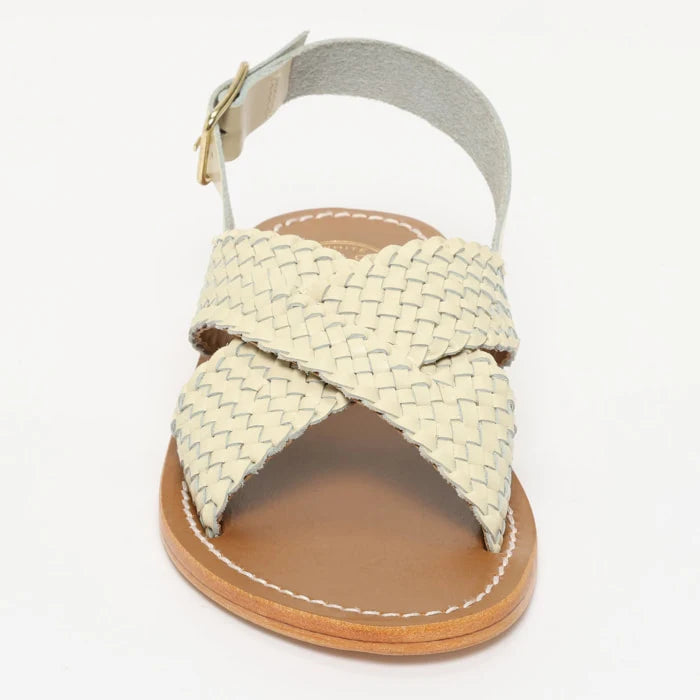 MONICA sandales tressée en cuir blanc off