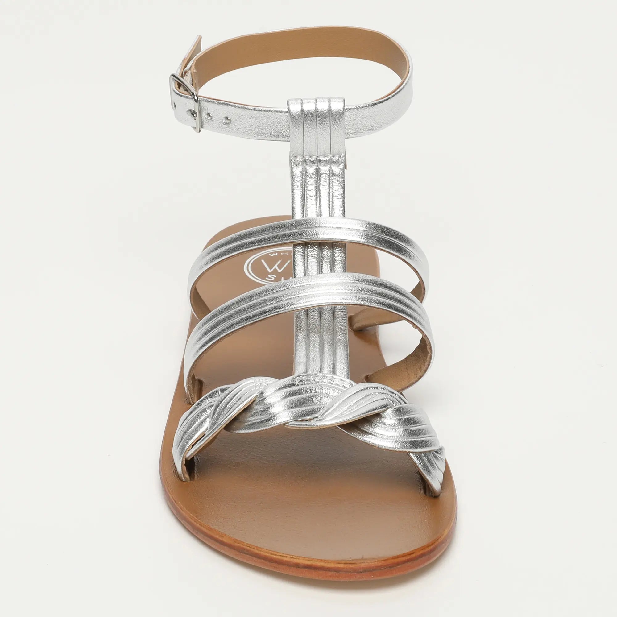 CARMESI sandales spartiate / lacet en cuir argent