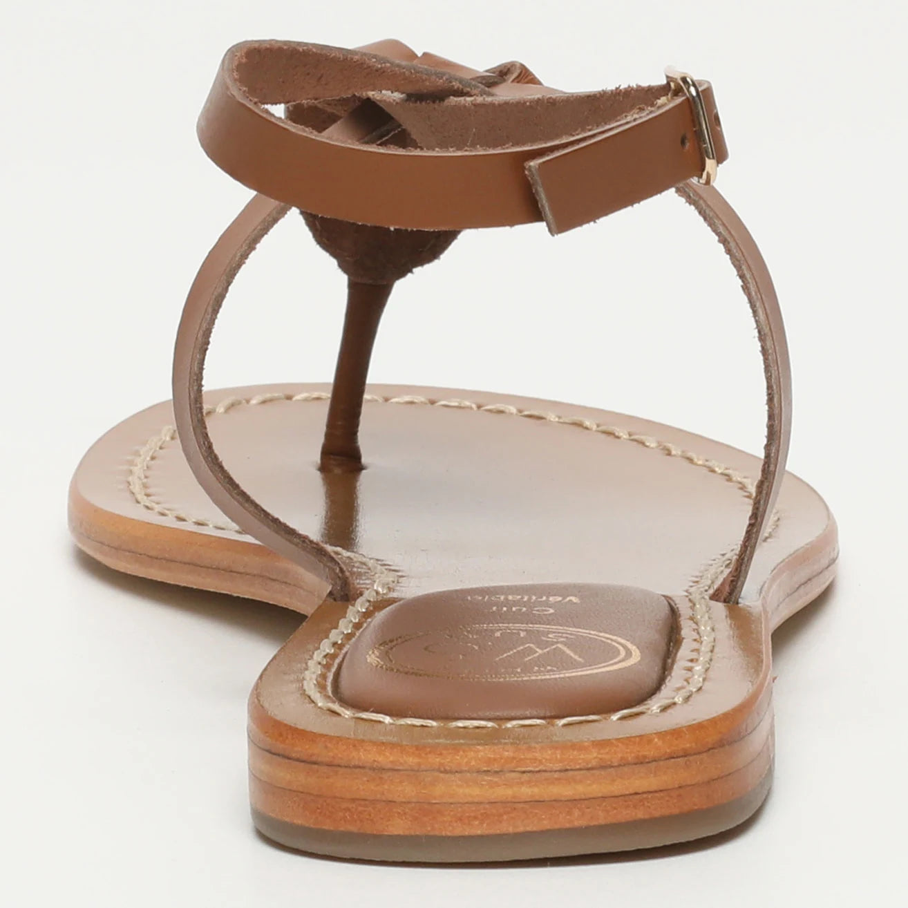 MENTA sandales entre-doigts en cuir camel