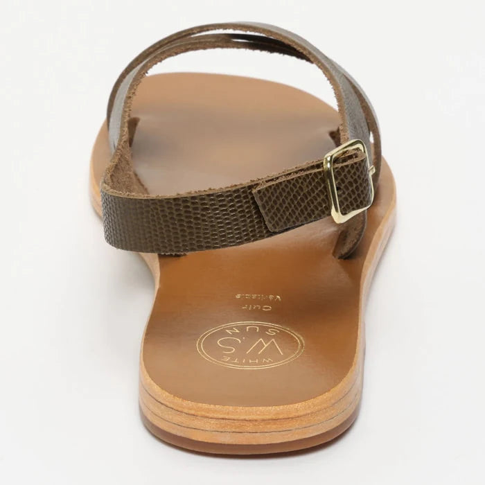 SAMPAYA sandales en cuir kaki lézard