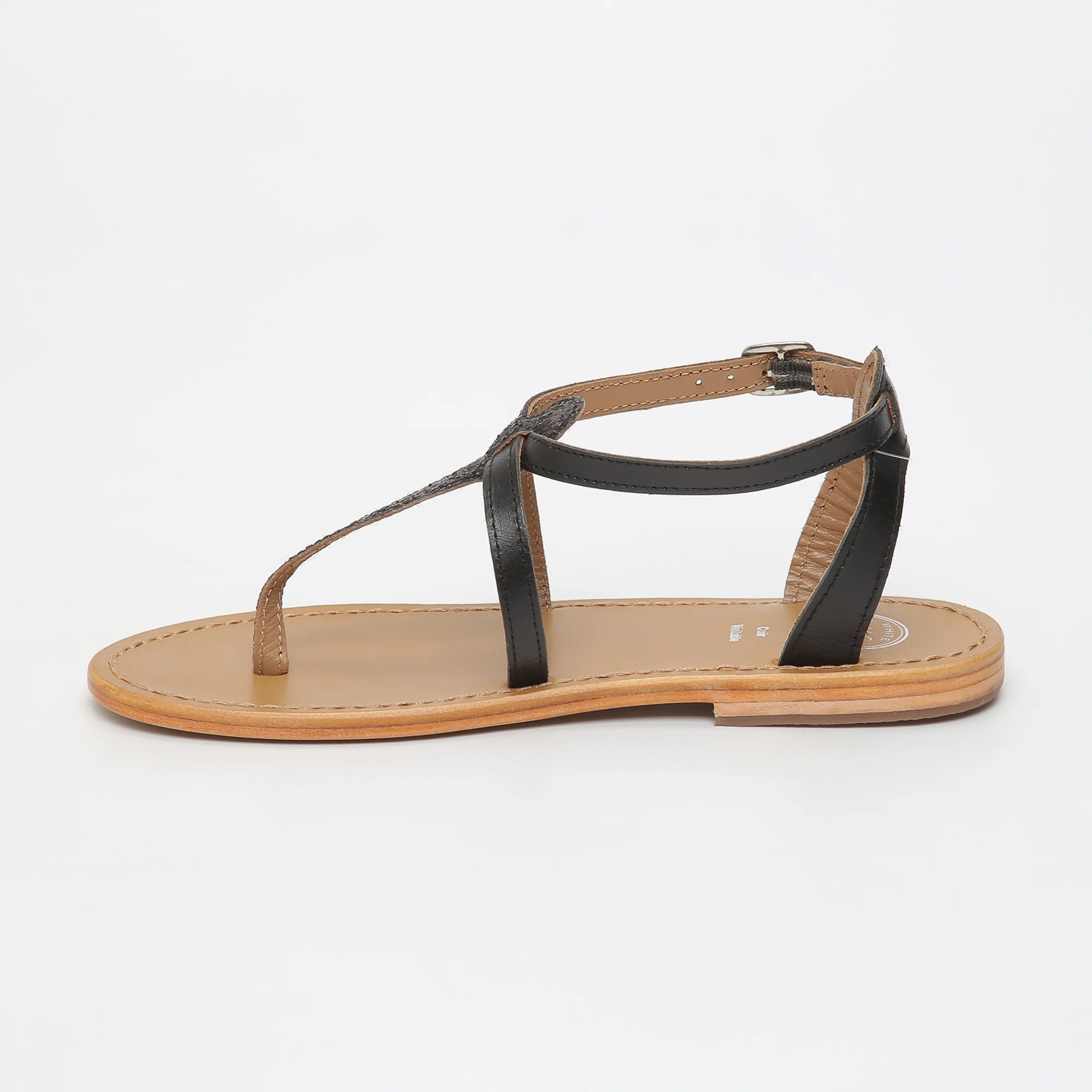 HARPA sandales entre doigt en cuir noir