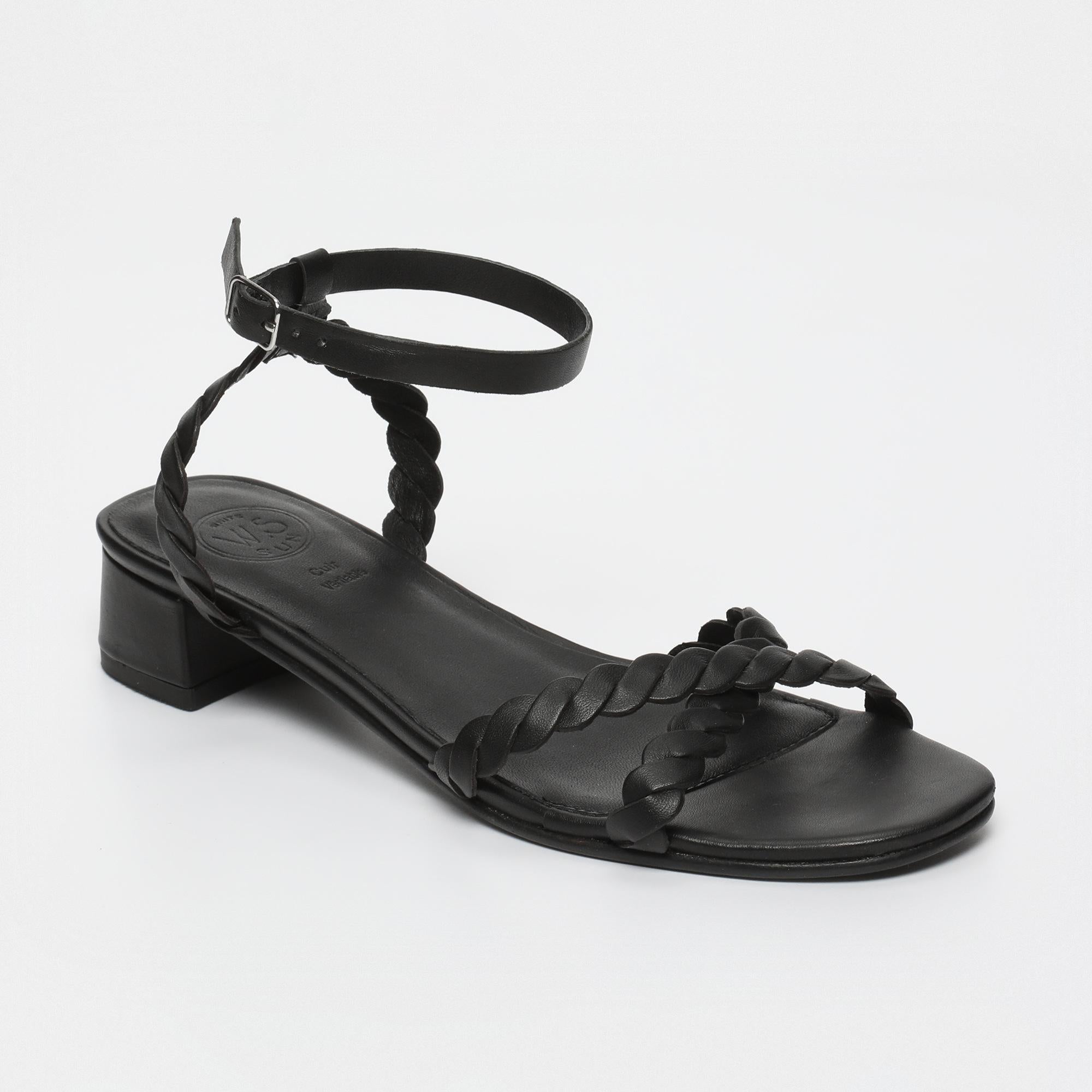 ACHI sandales talon bracelet de cheville en cuir noir