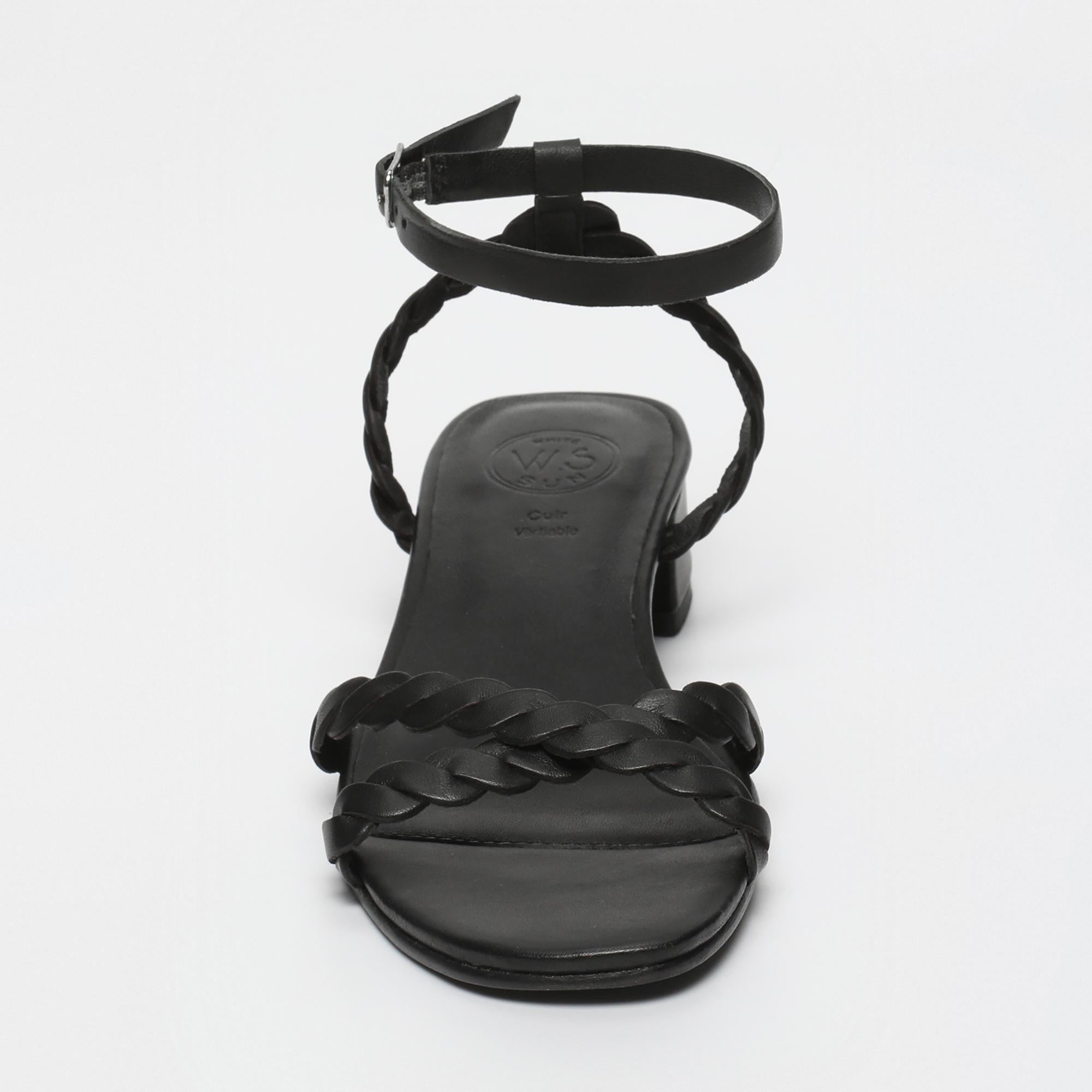 ACHI sandales talon bracelet de cheville en cuir noir