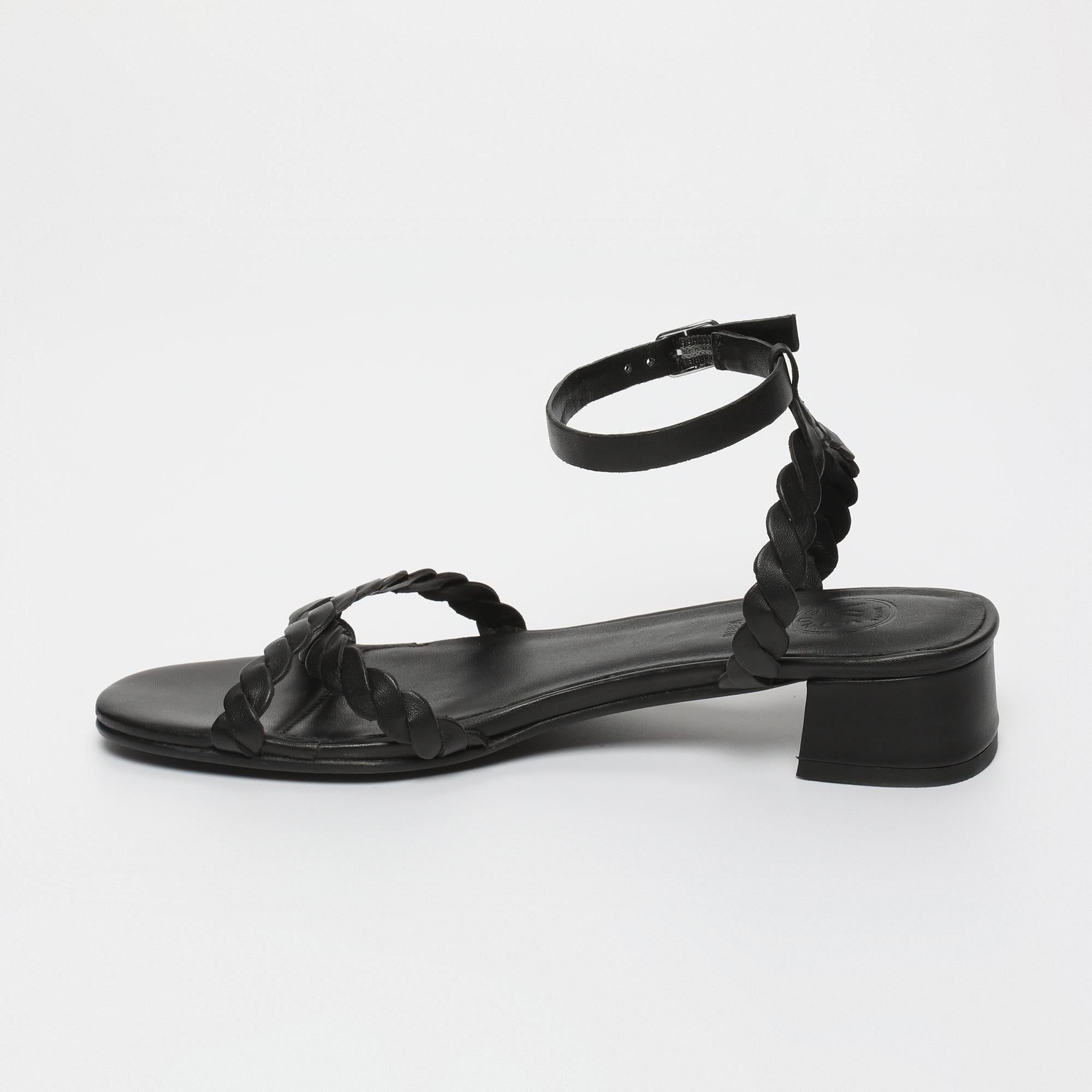 ACHI sandales talon bracelet de cheville en cuir noir
