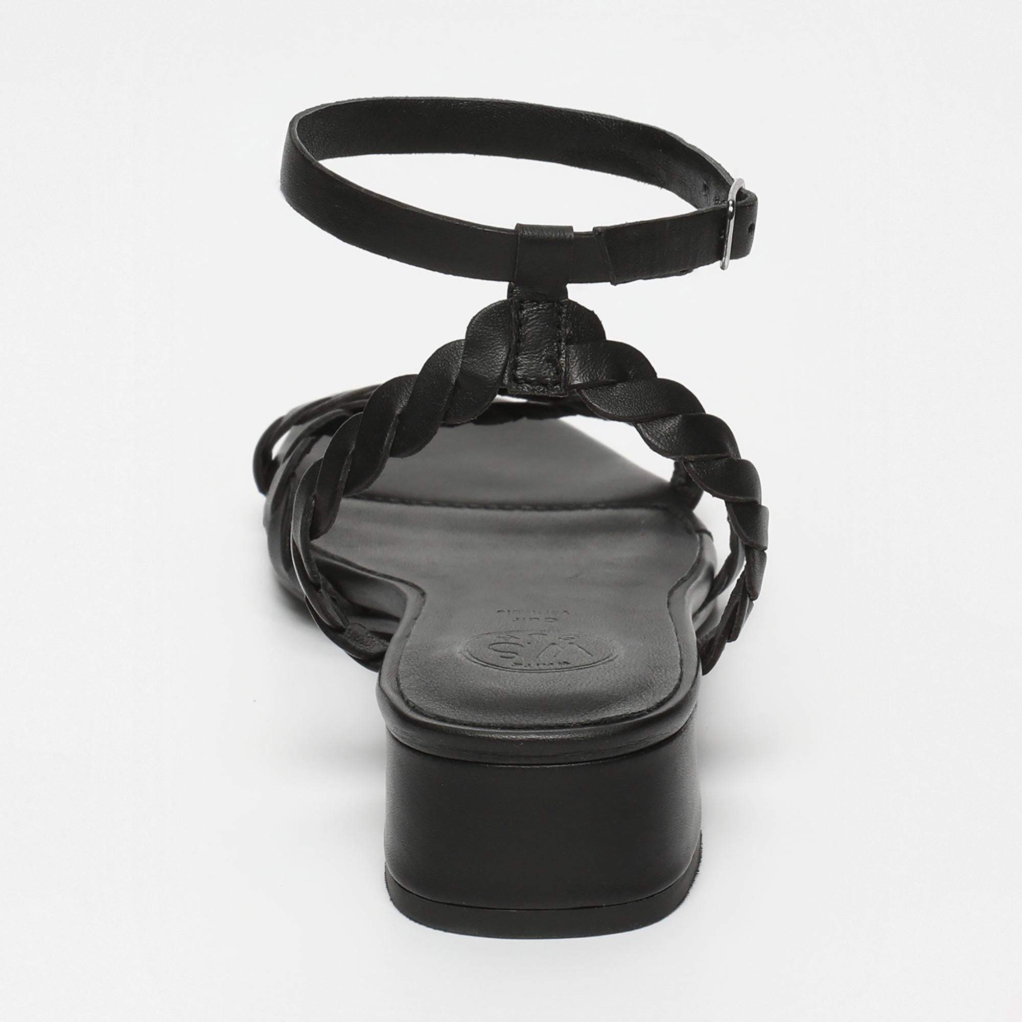 ACHI sandales talon bracelet de cheville en cuir noir