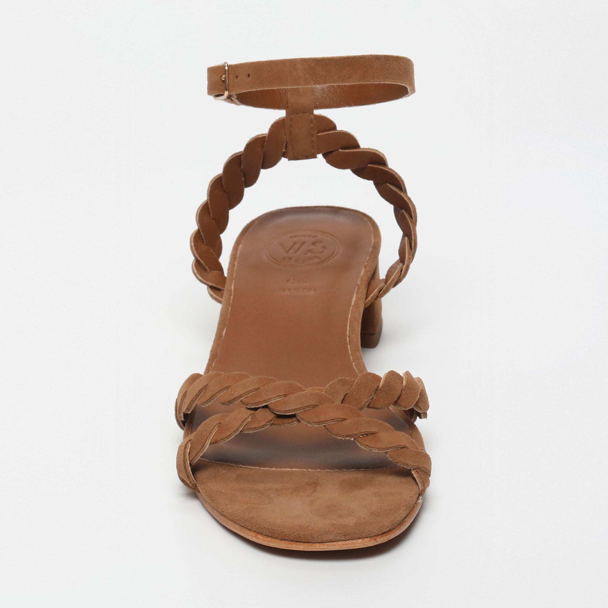 ACHI sandales talon bracelet de cheville en cuir brun