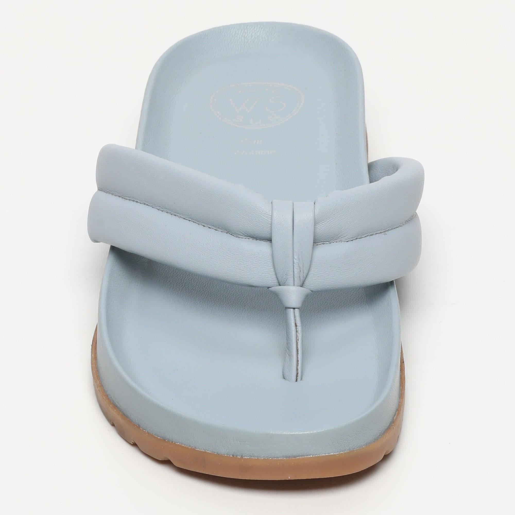 ALCARIA mules entre doigt en cuir bleu clair