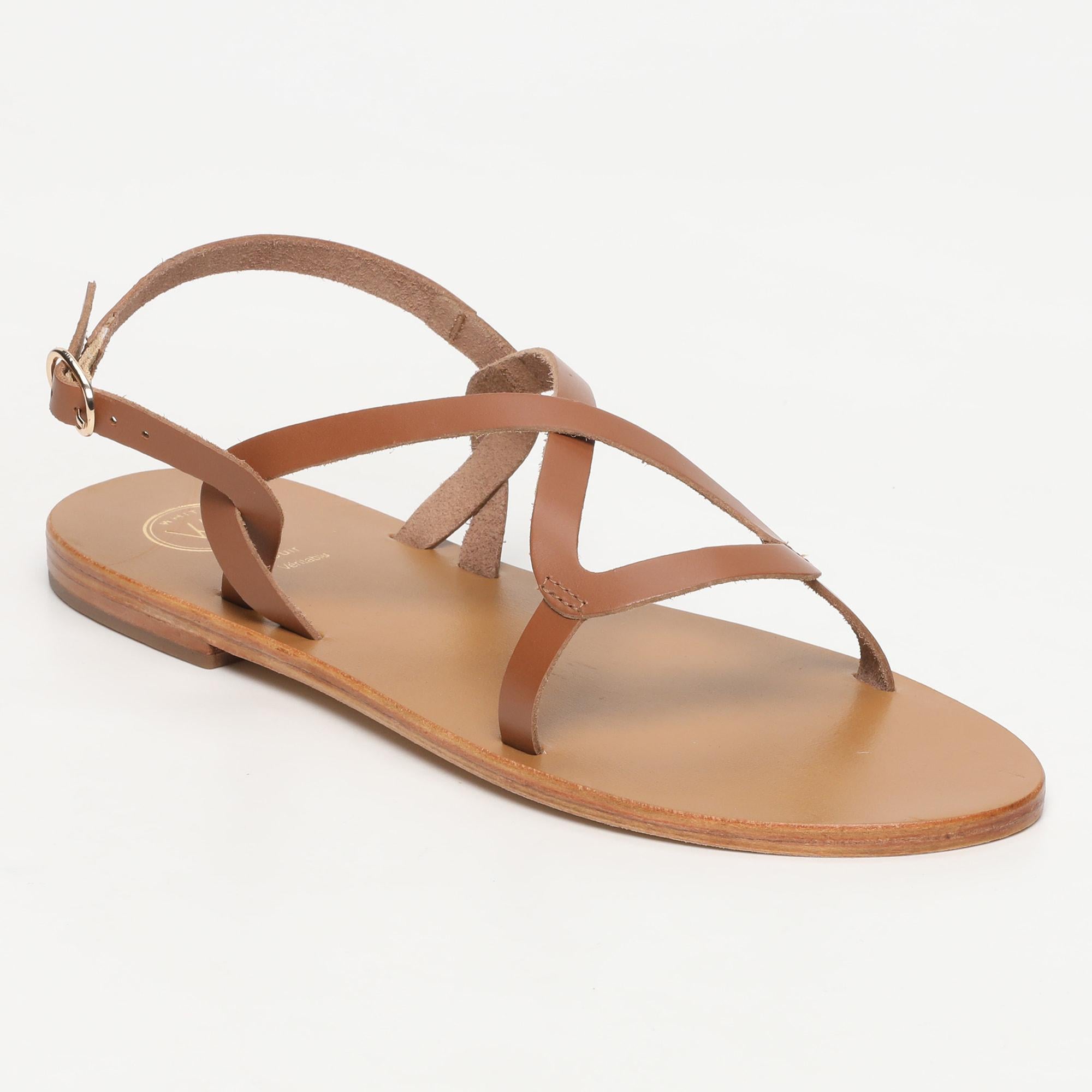 ALCOBA sandales en cuir camel