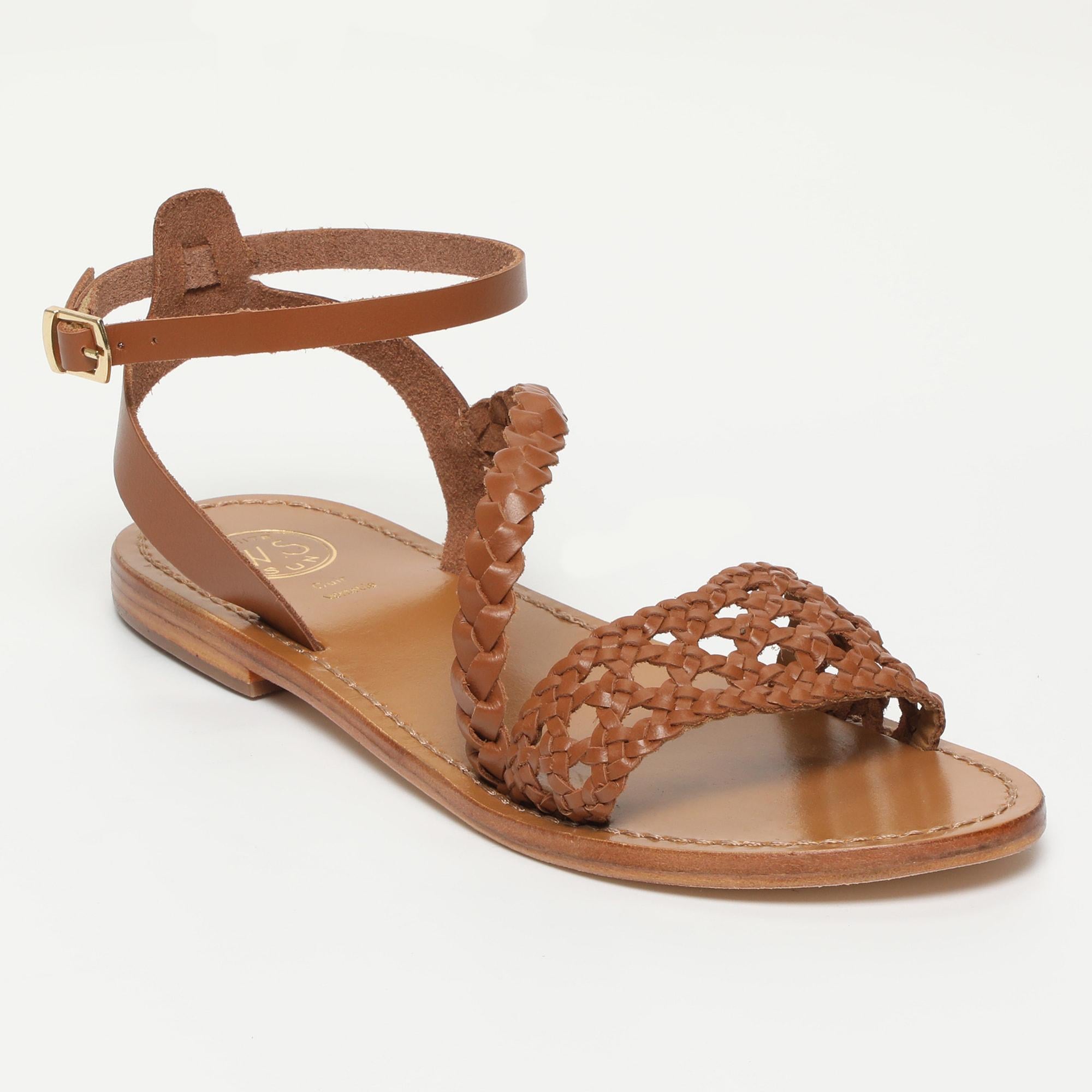 ALGETA sandales tresse en cuir camel