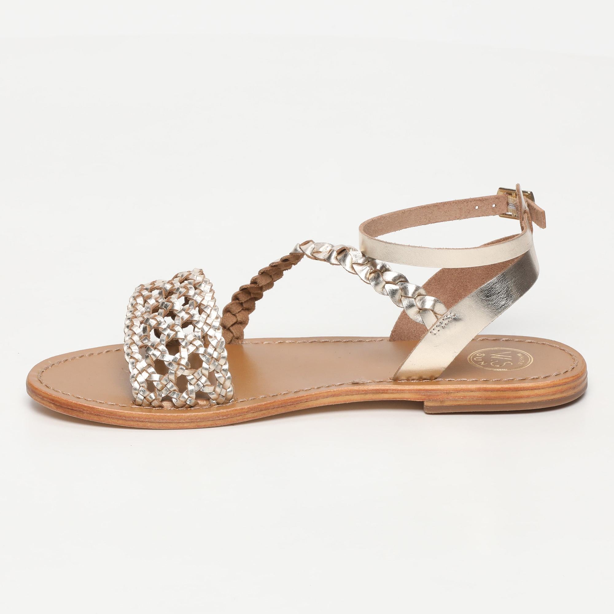 ALGETA sandales tresse en cuir or