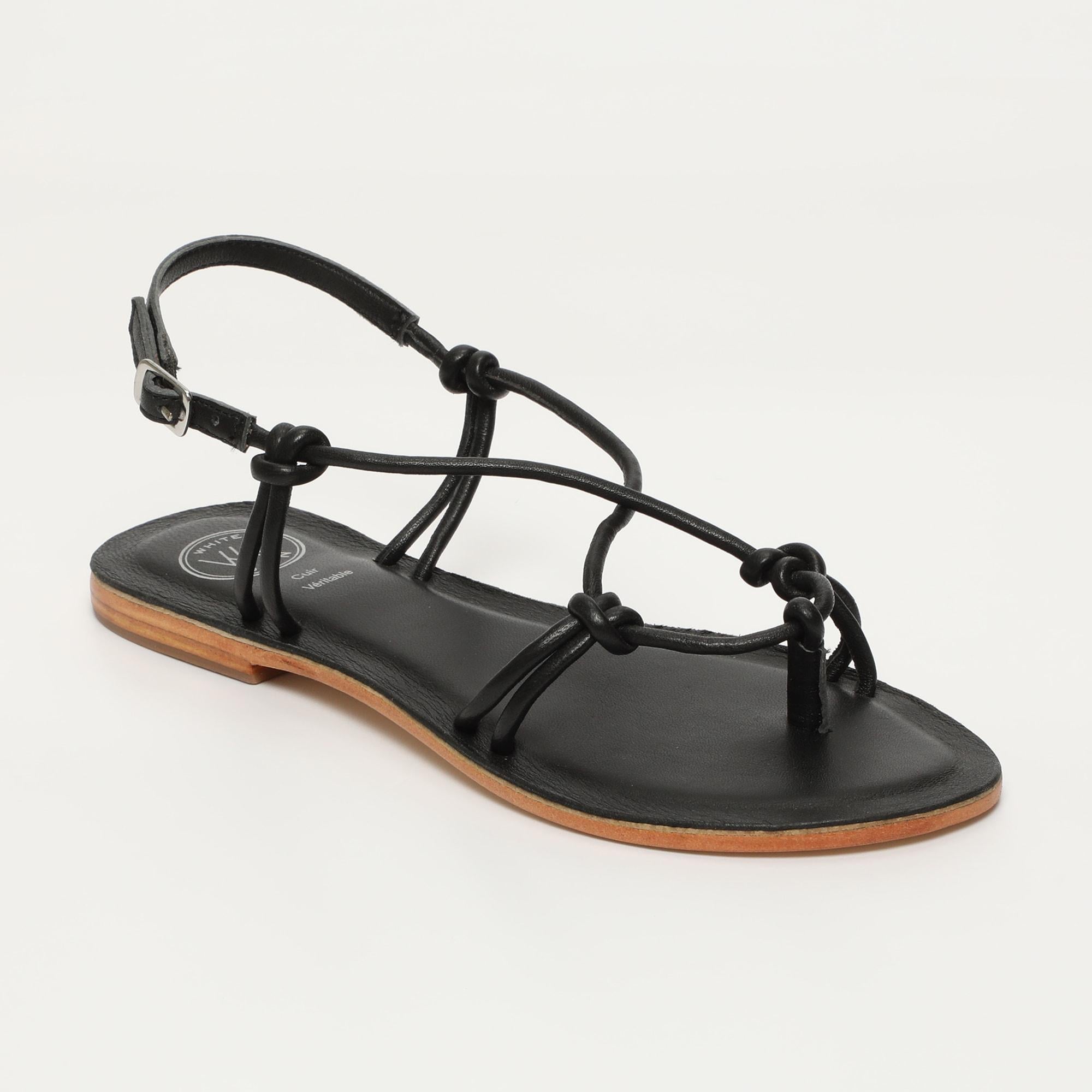 ALIMER sandales entre doigt en cuir noir