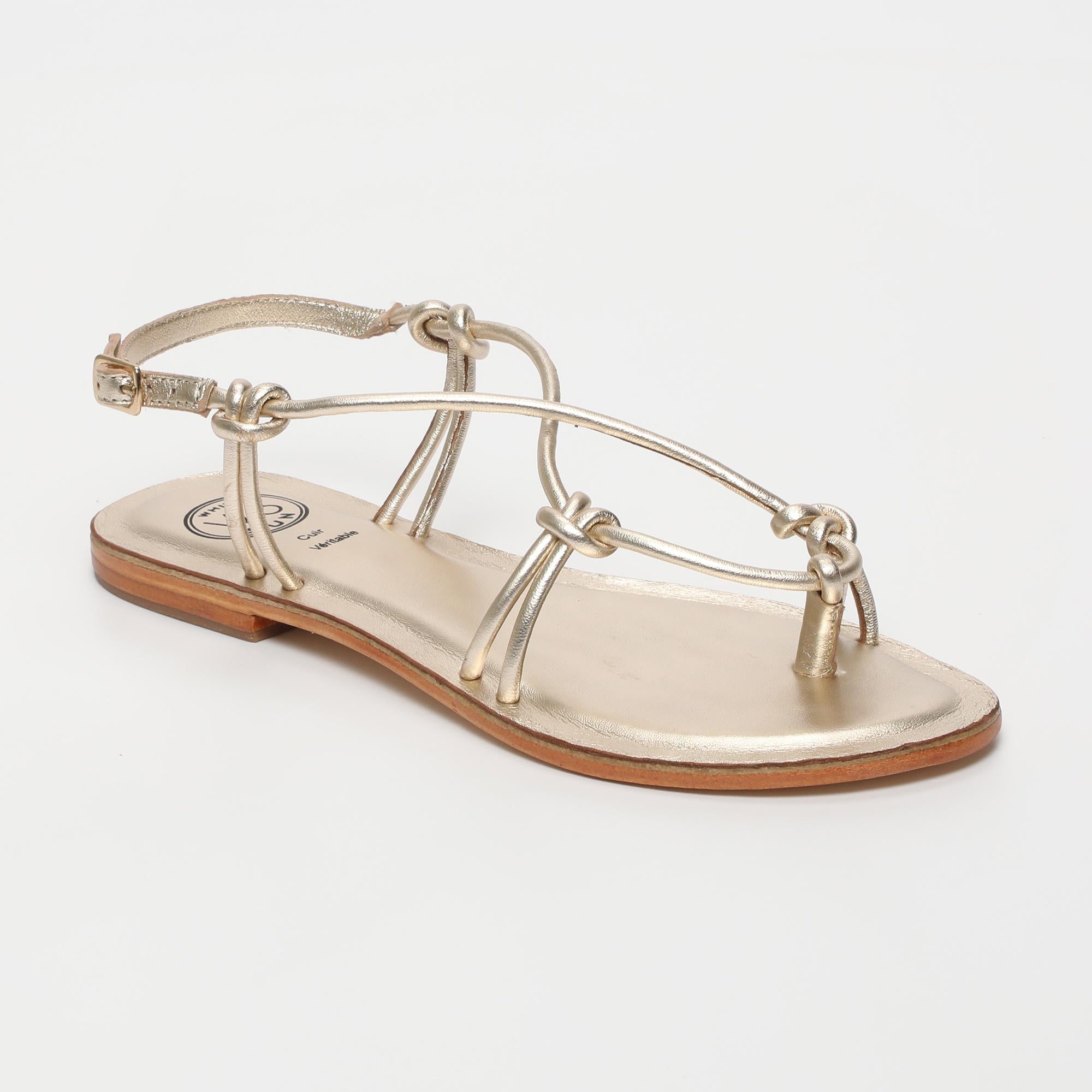 ALIMER sandales entre doigt en cuir or