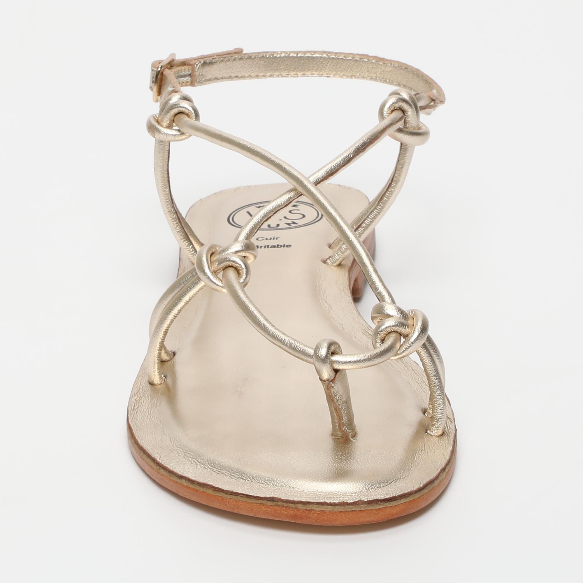 ALIMER sandales entre doigt en cuir or