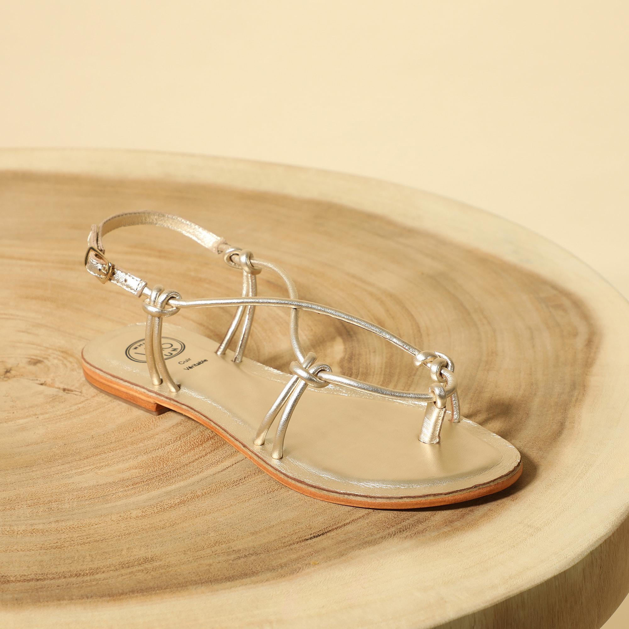 ALIMER sandales entre doigt en cuir or