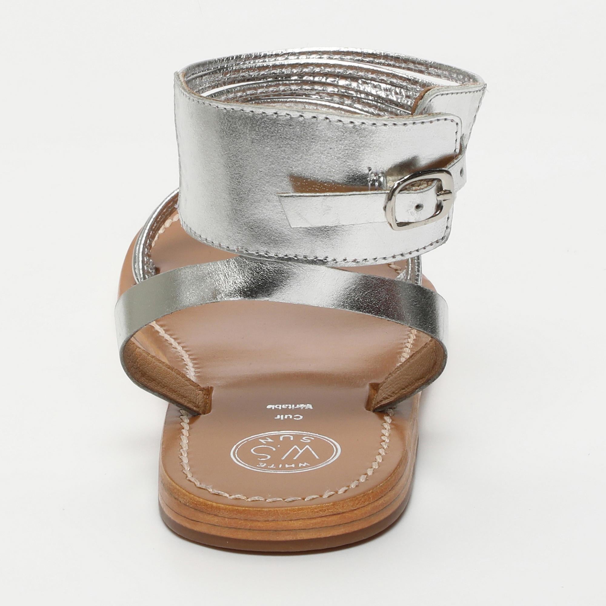 ANGELINE sandales en cuir argent