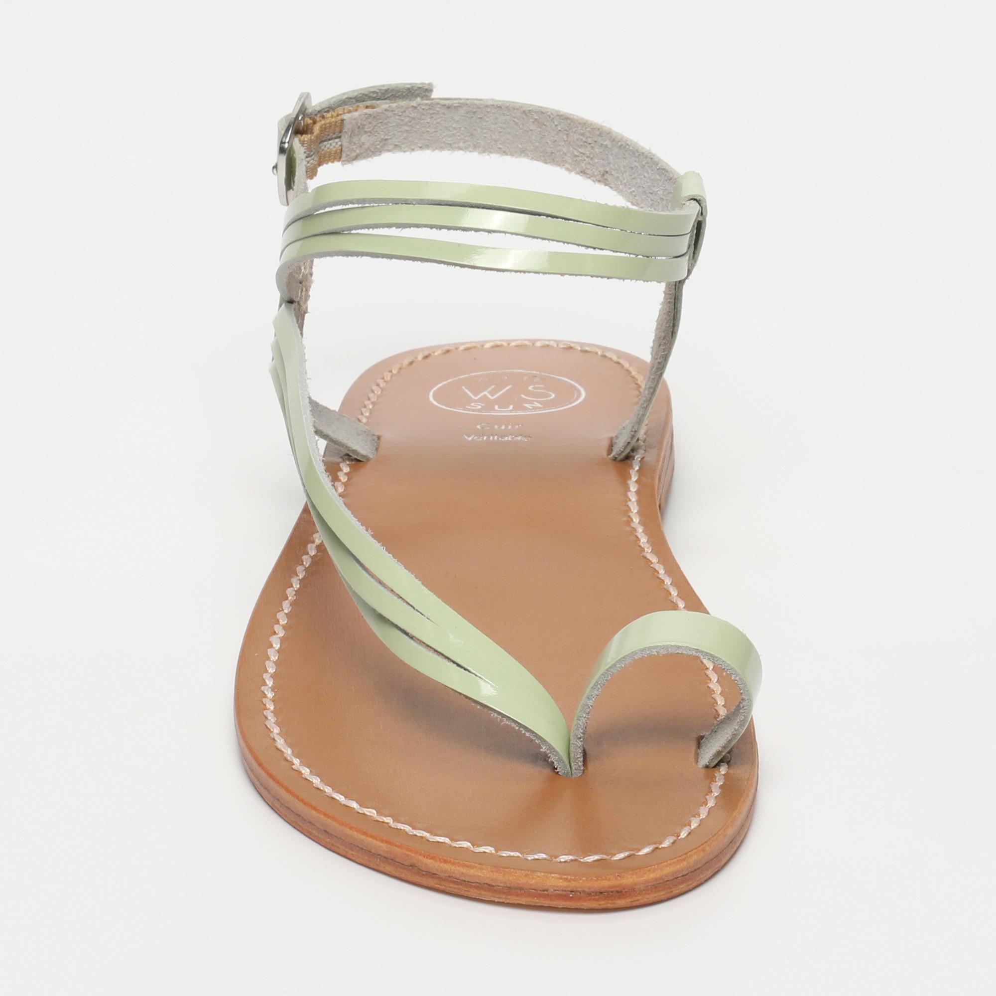 AQUIRAZ sandales entre doigt en cuir menthe