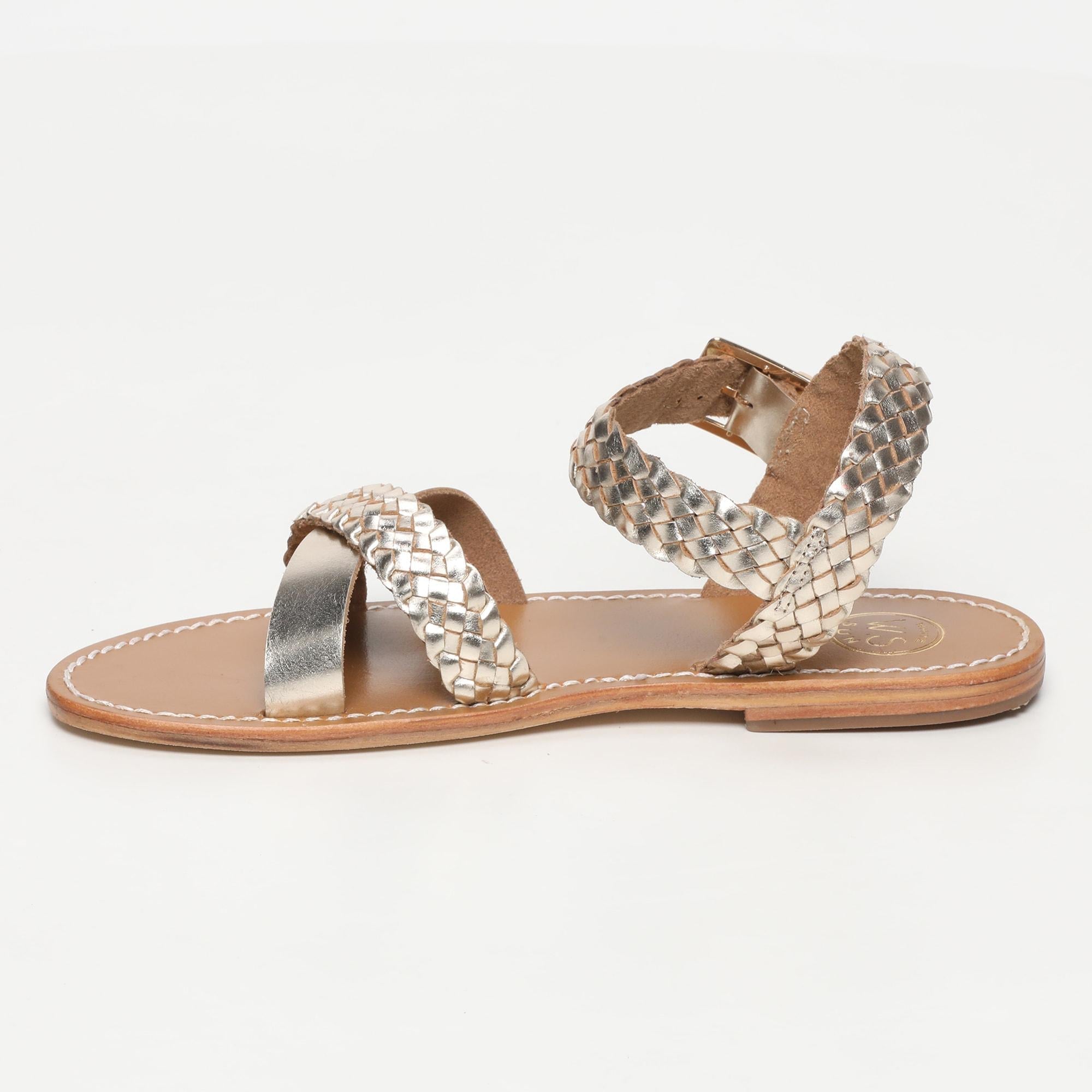AREVALO sandales tresse en cuir or