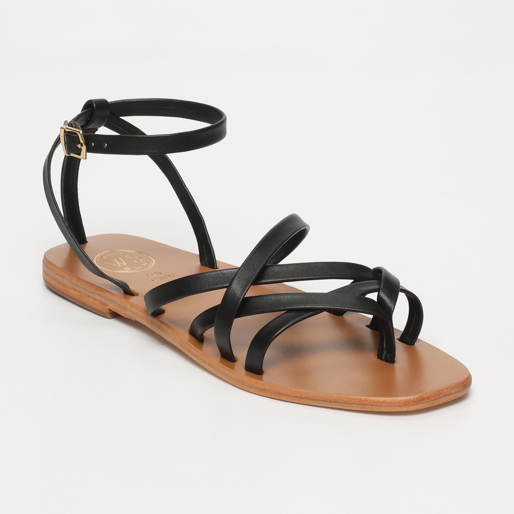 AMELIA sandales entre doigt en cuir noir