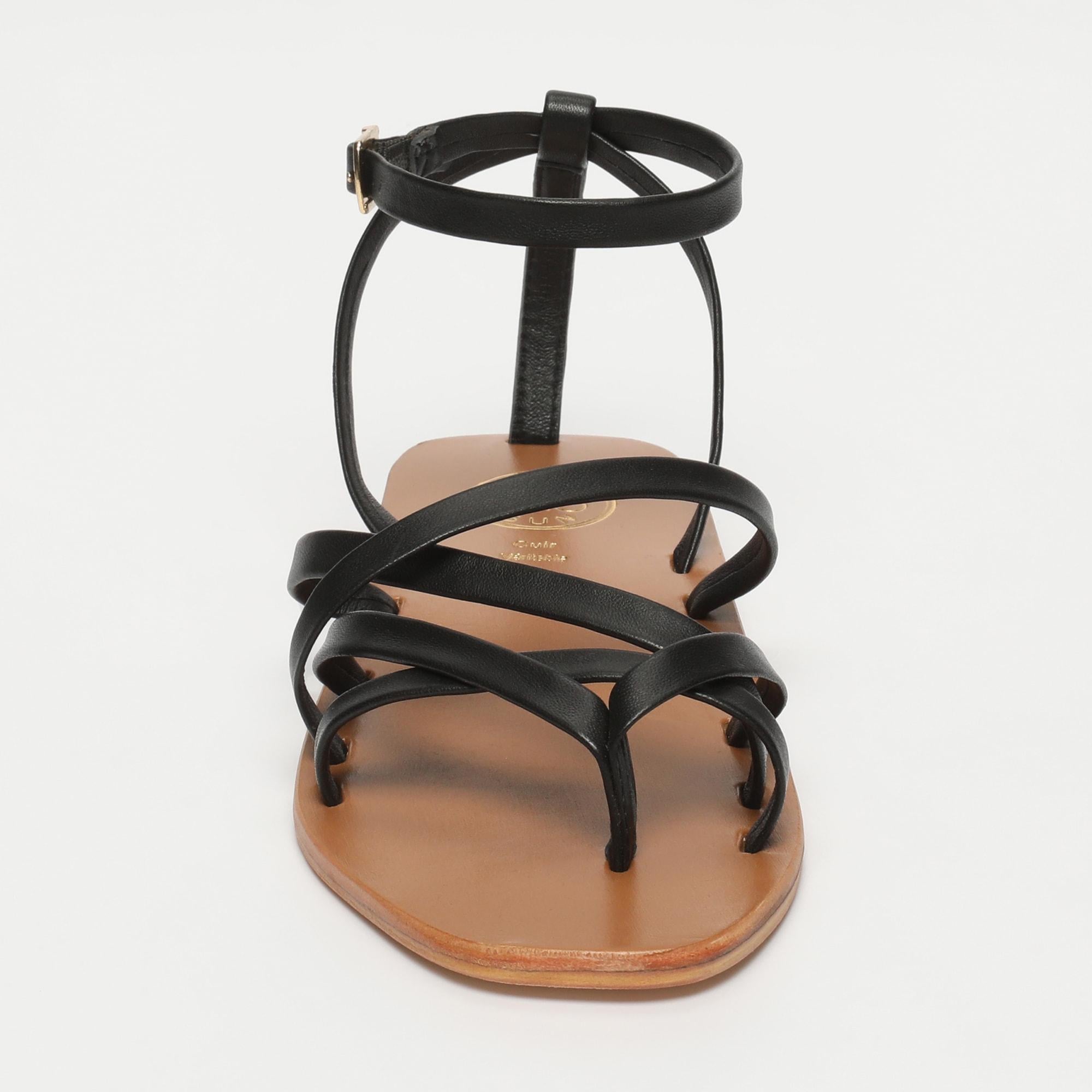 AMELIA sandales entre doigt en cuir noir