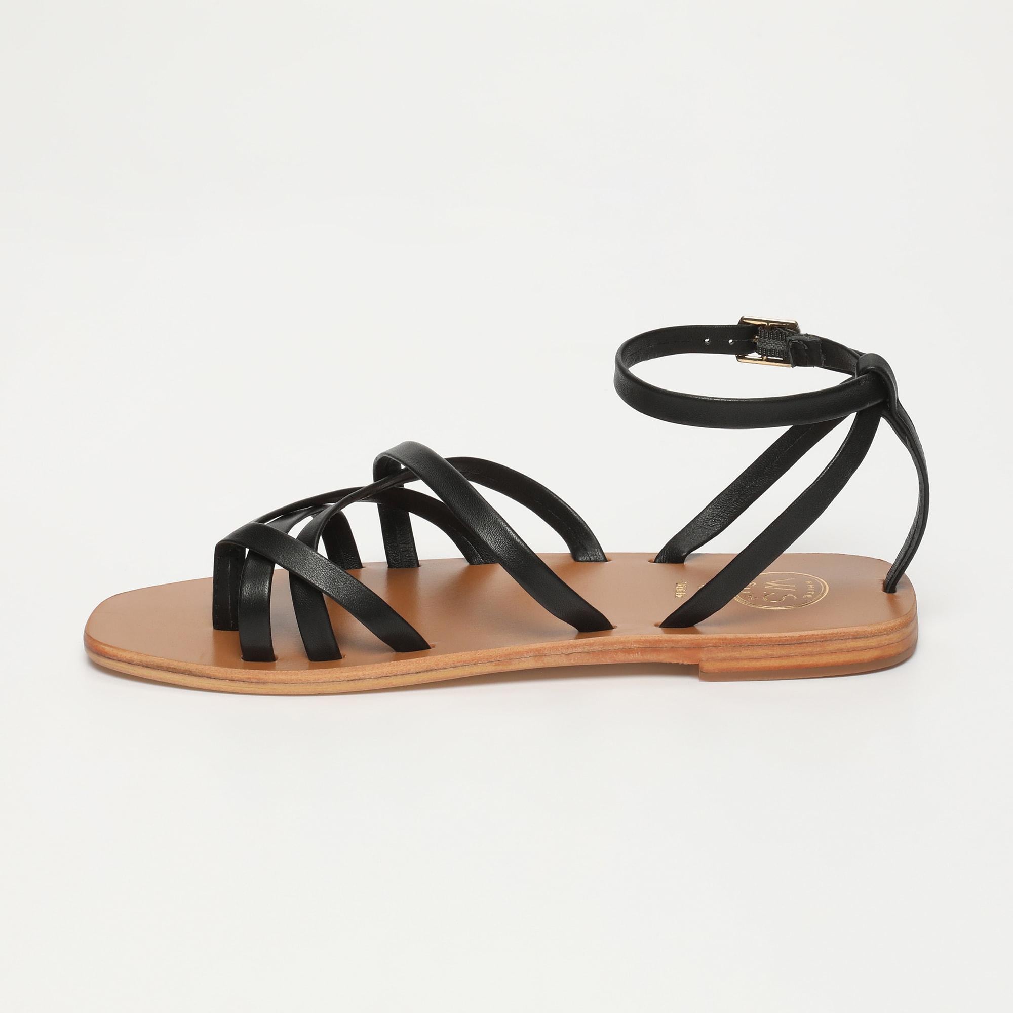 AMELIA sandales entre doigt en cuir noir